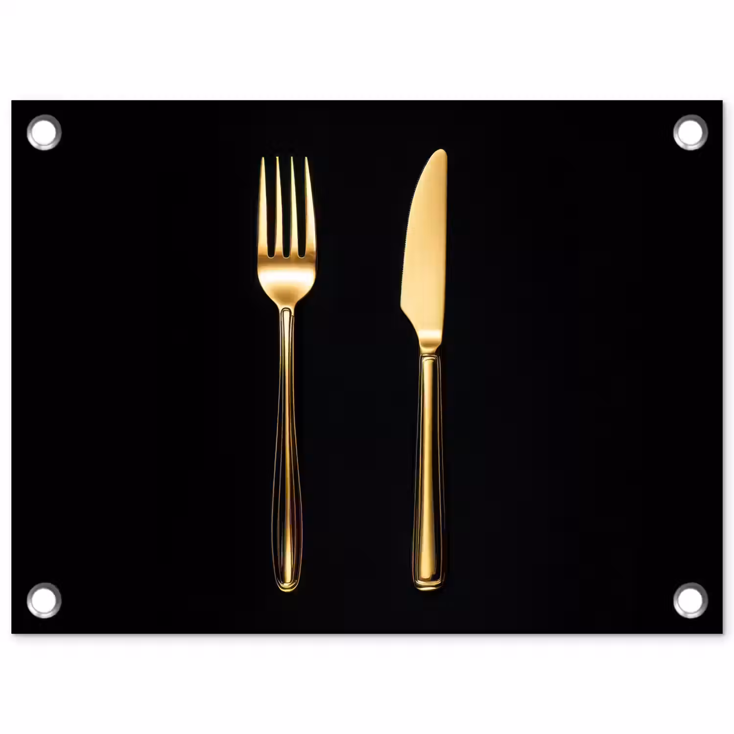 Bestek - Goud - Mes - Vork tuinposter los doek klein -3d