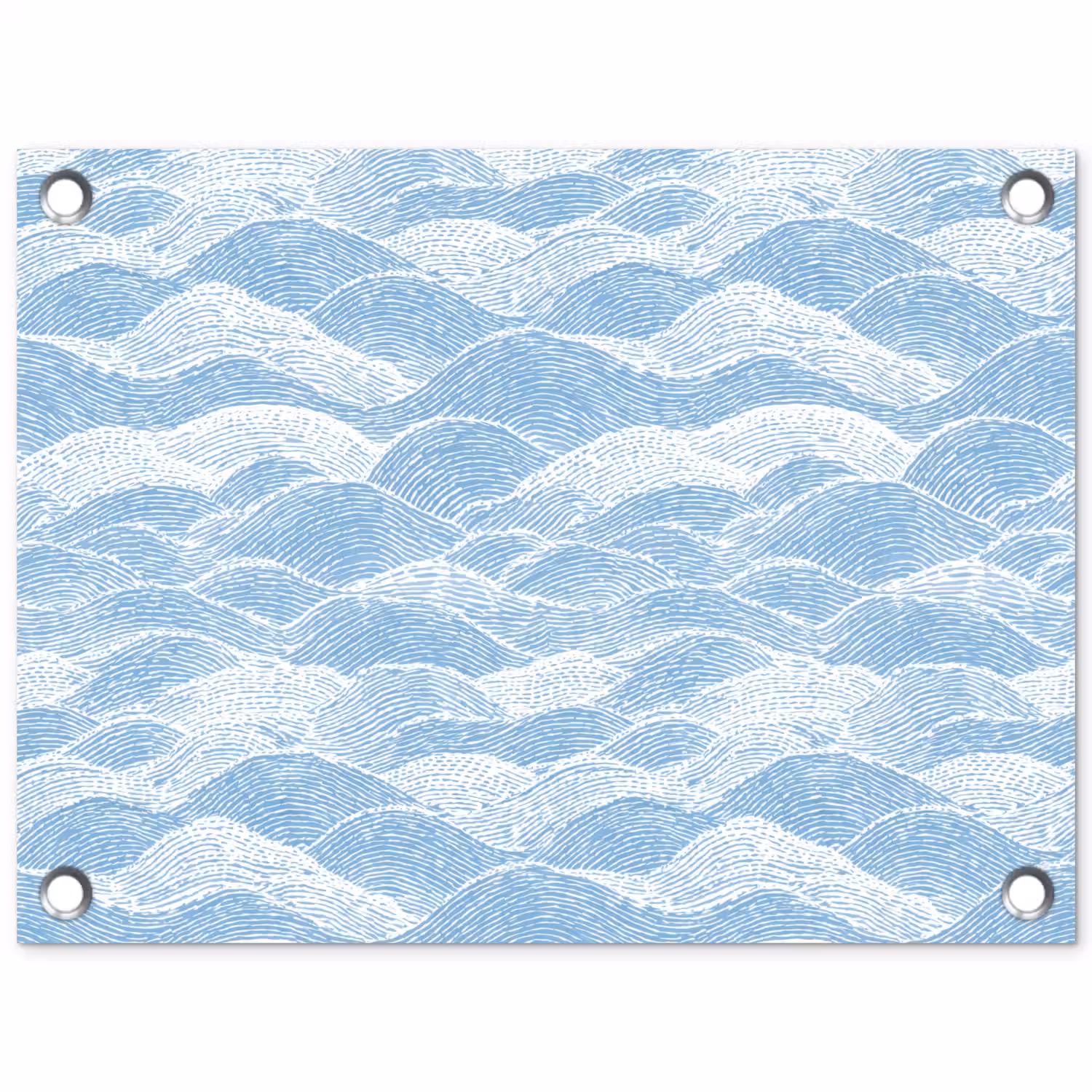 Blauw - Wit - Golven - Getekend tuinposter los doek klein 239 -3d