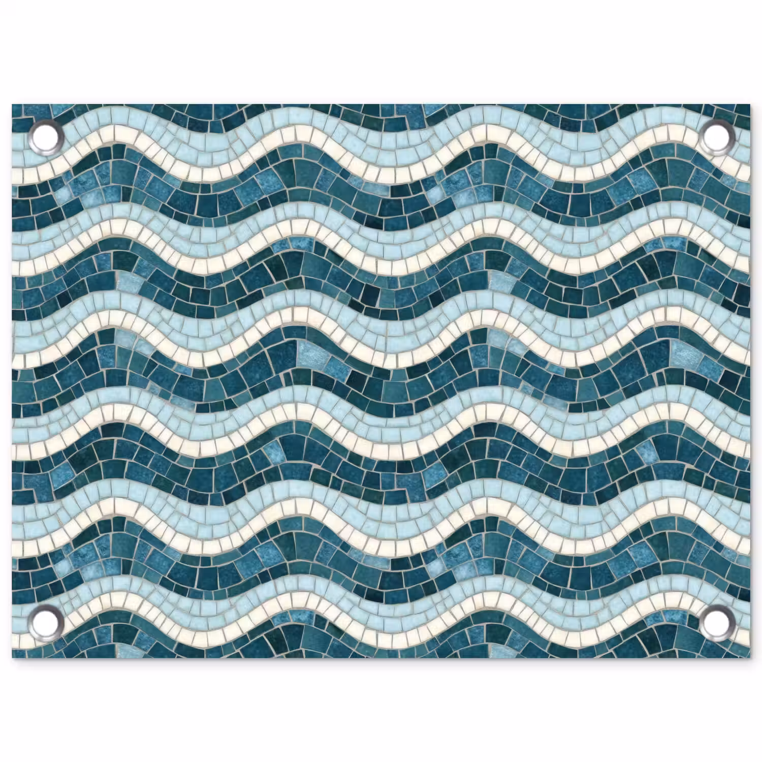 Blauw - Wit - Mozaïek - Golvend tuinposter los doek klein 239 -3d