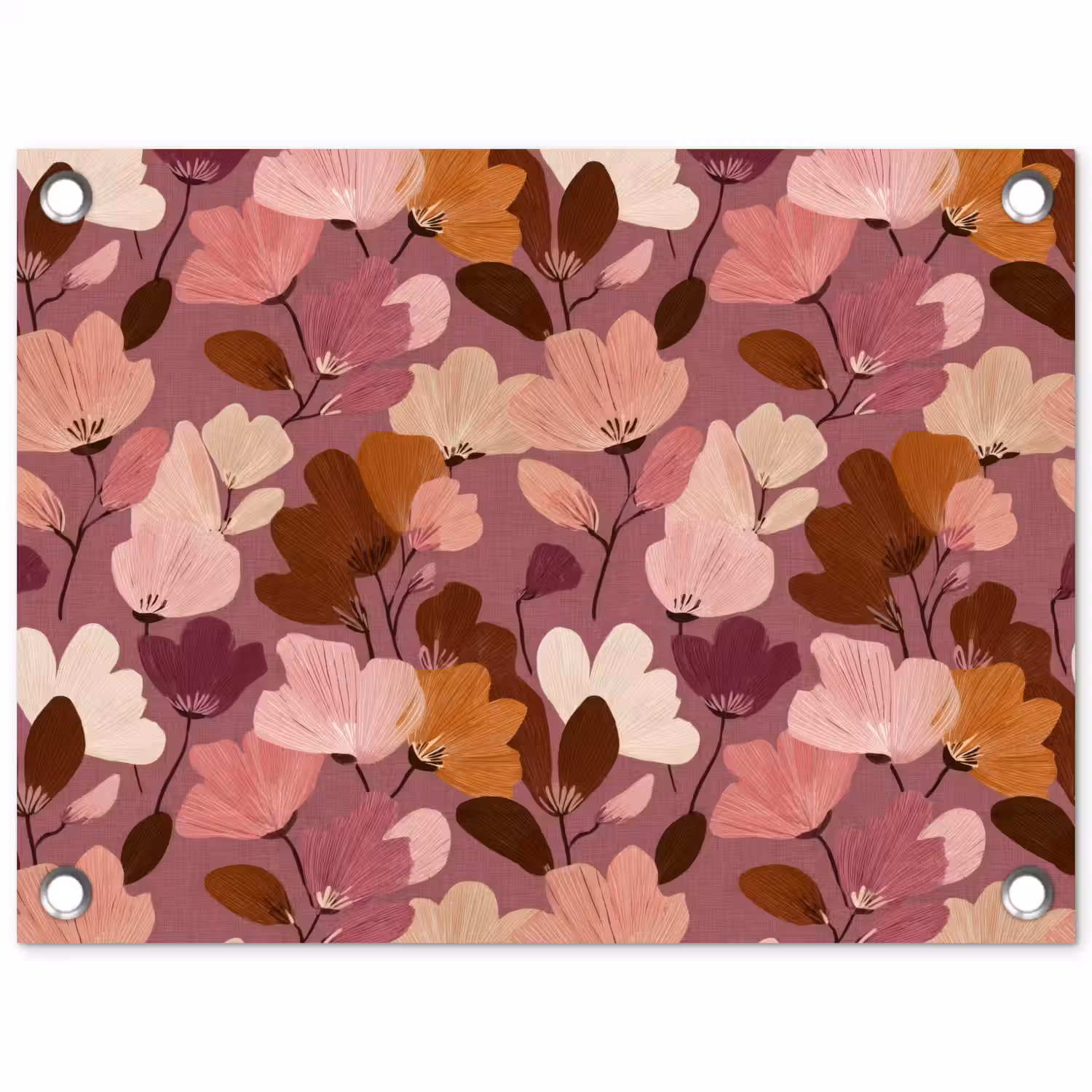 Bloem - Patroon - Roze tuinposter los doek klein 239 -3d