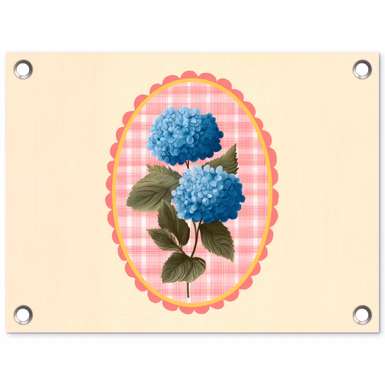 Bloemen - Blauw - Lijst - Bladeren tuinposter los doek klein -3d