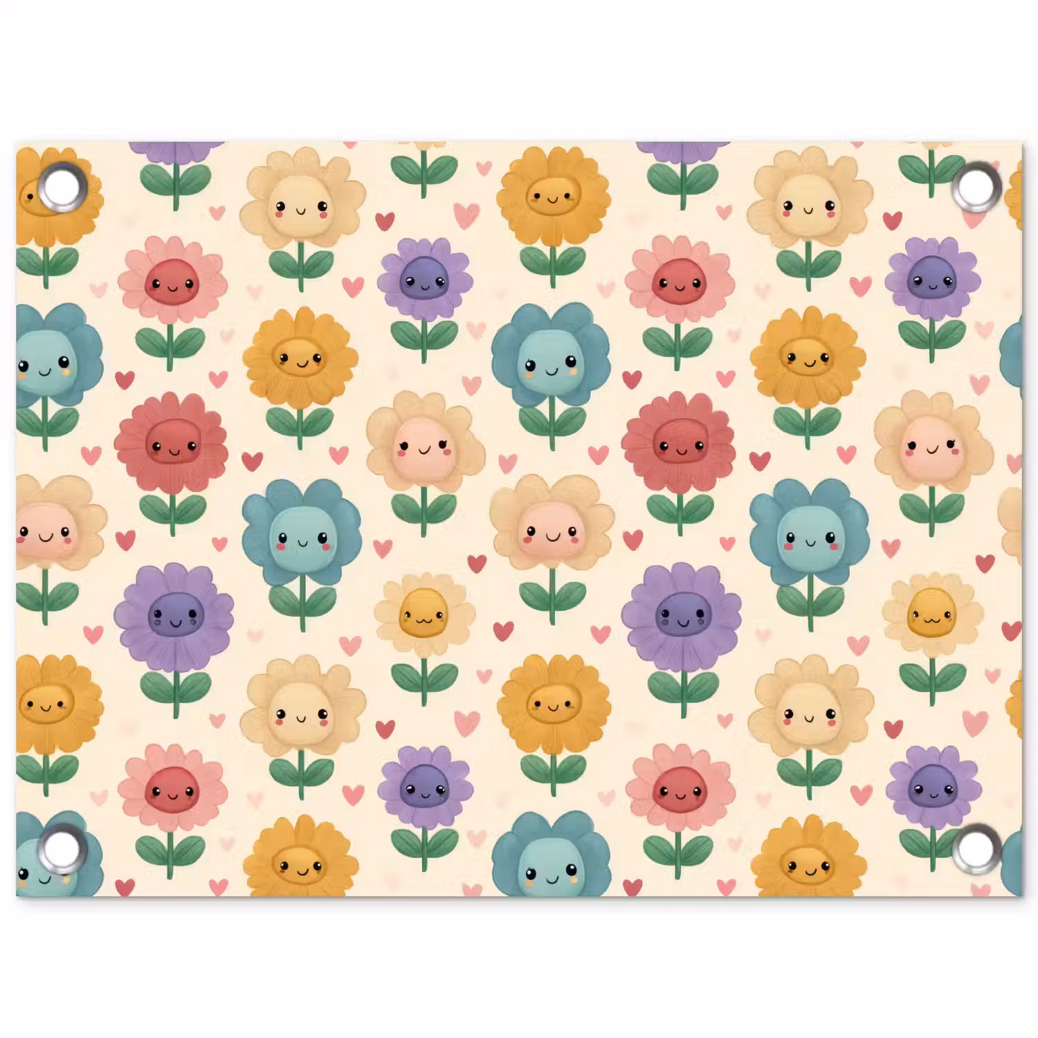 Bloemen - Hartjes - Kleurrijk tuinposter los doek klein 239 -3d