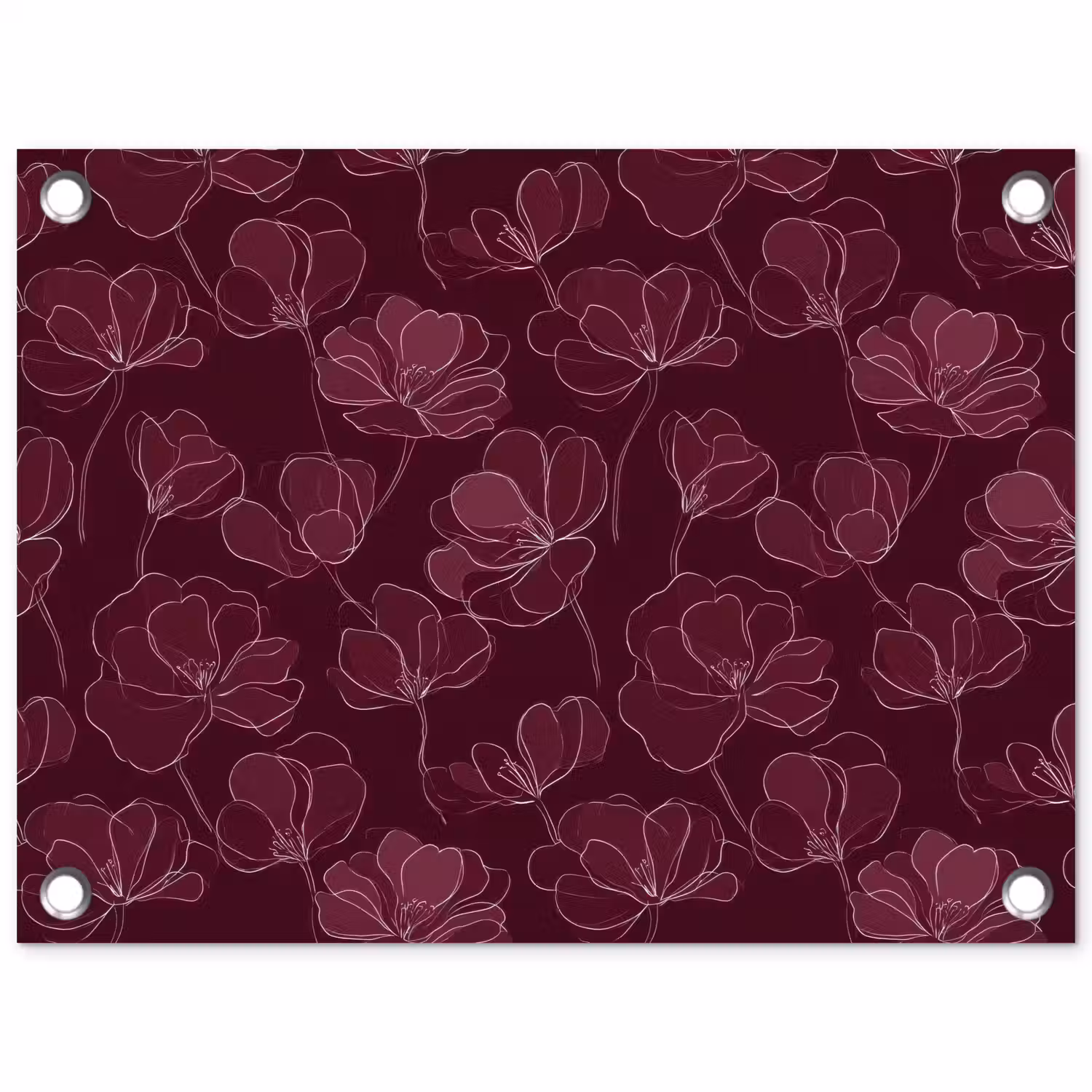 Bloemen - Patroon - Bordeauxrood tuinposter los doek klein 239 -3d