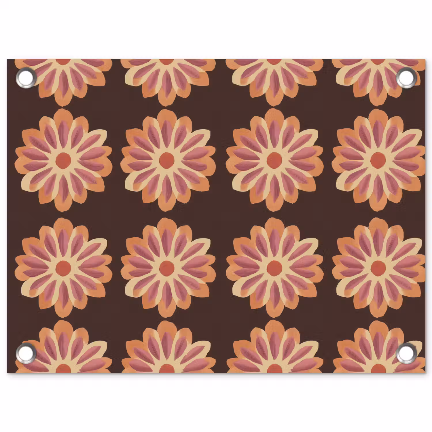 Bloemen - Patroon - Bruin tuinposter los doek klein 239 -3d