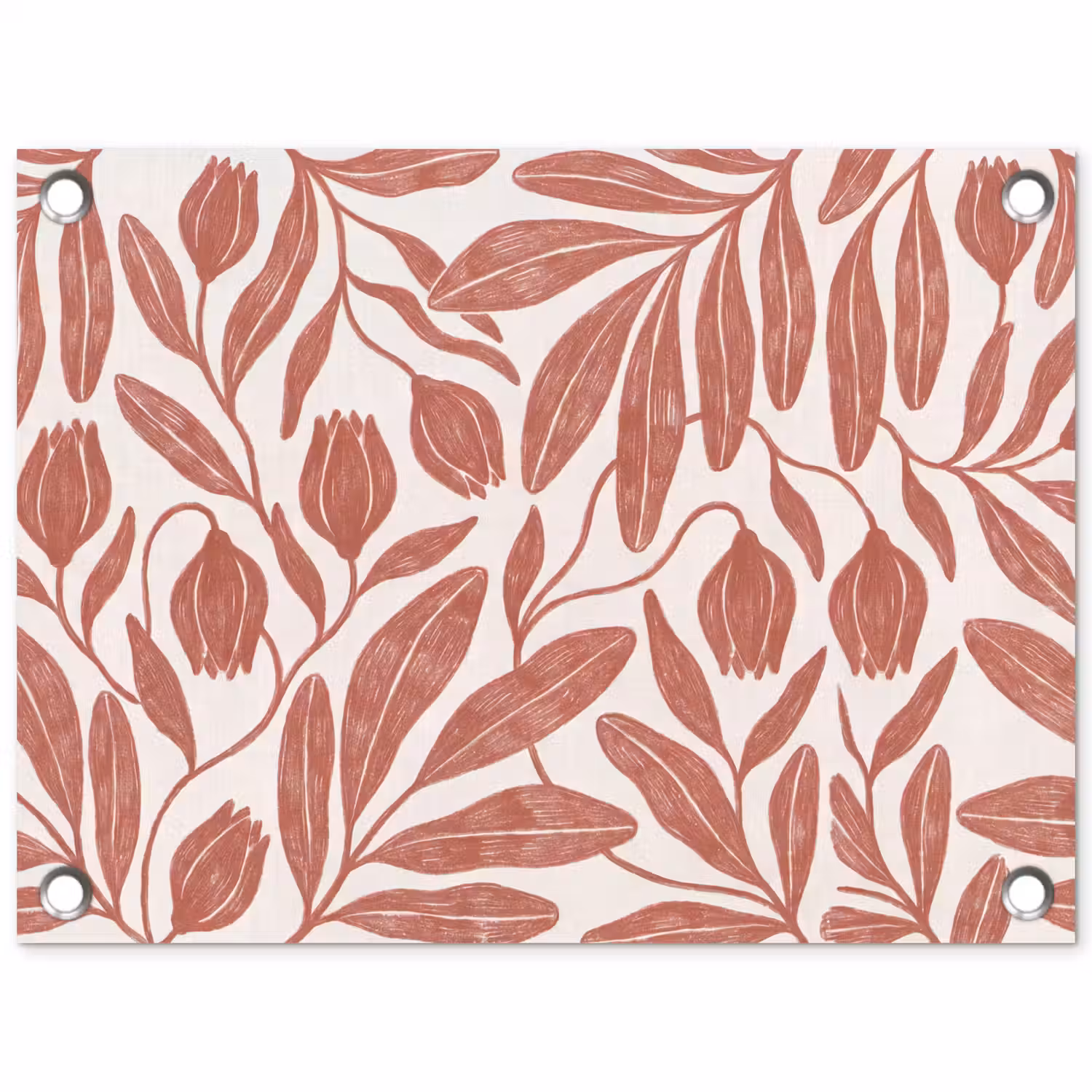 Bloemen - Patroon - Modern - Natuur - Bruin tuinposter los doek klein -3d