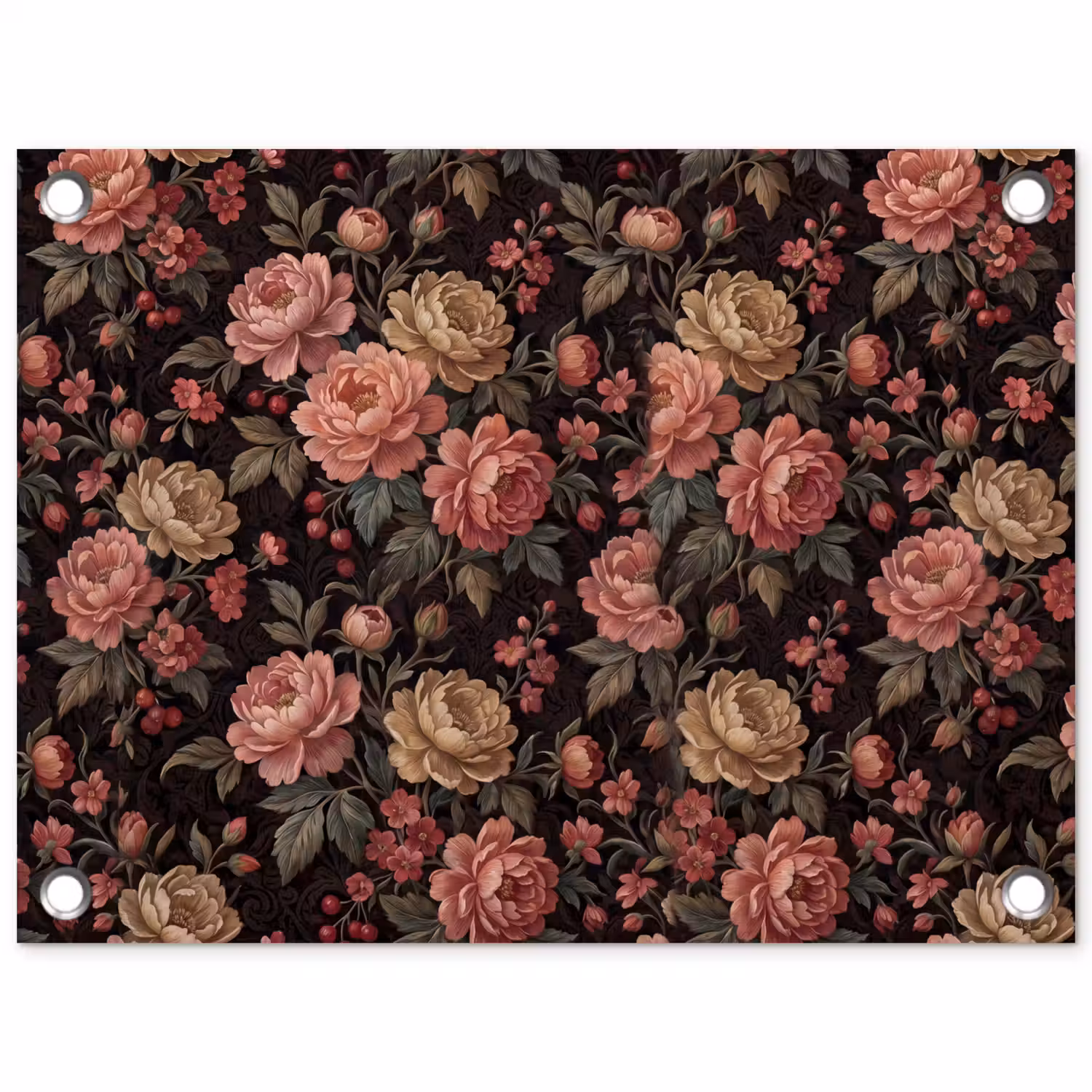 Bloemen - Patroon - Natuur - Vintage - Roze tuinposter los doek klein -3d