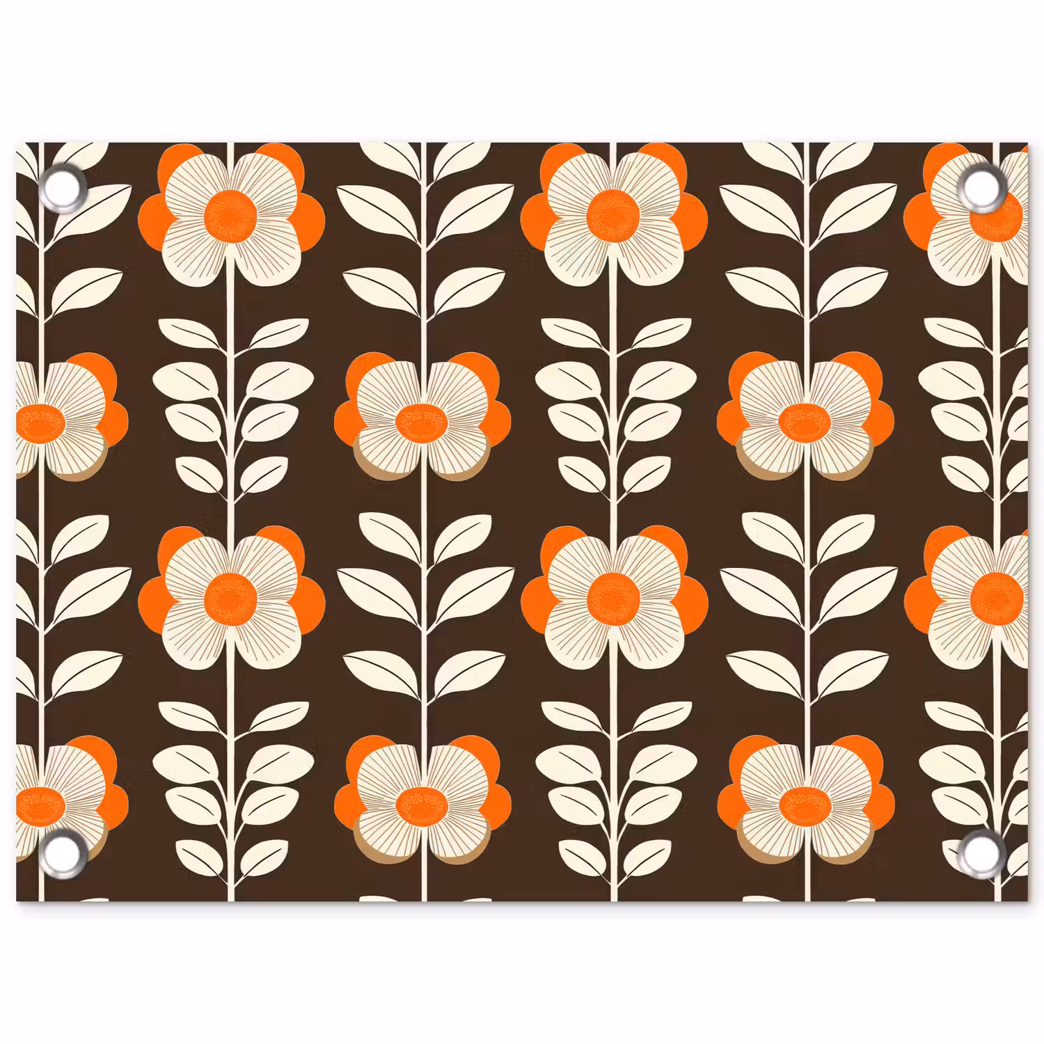 Bloemen - Retro - Bruin tuinposter los doek klein 239 -3d