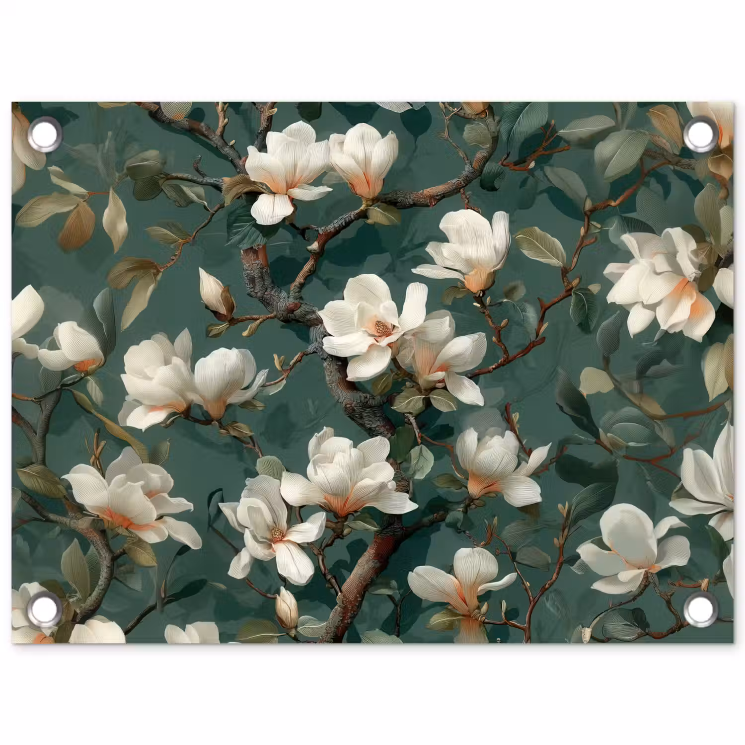 Bloemen - Takken - Wit - Klassiek tuinposter los doek klein -3d