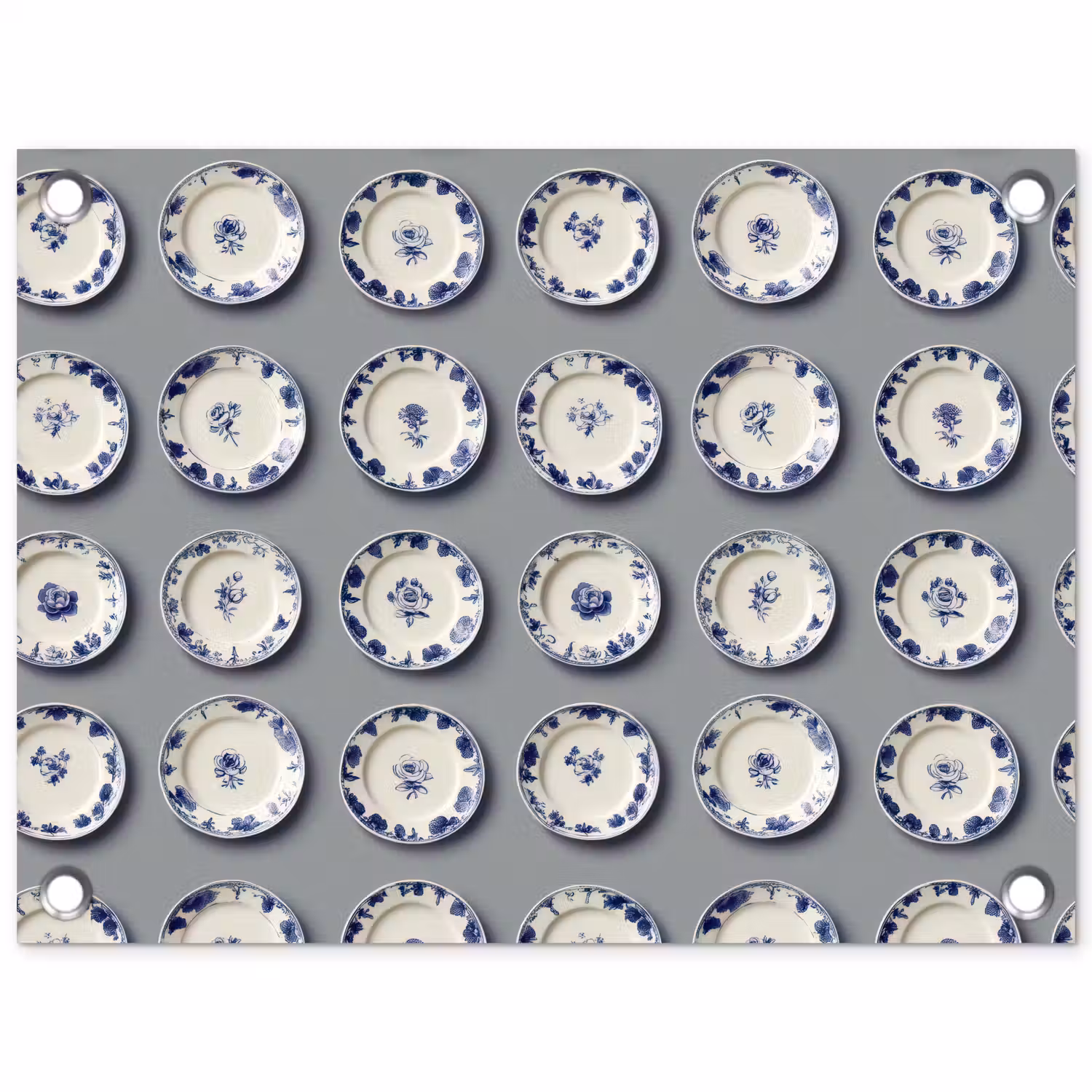 Borden - Bloemen - Blauw - Wit tuinposter los doek klein 239 -3d