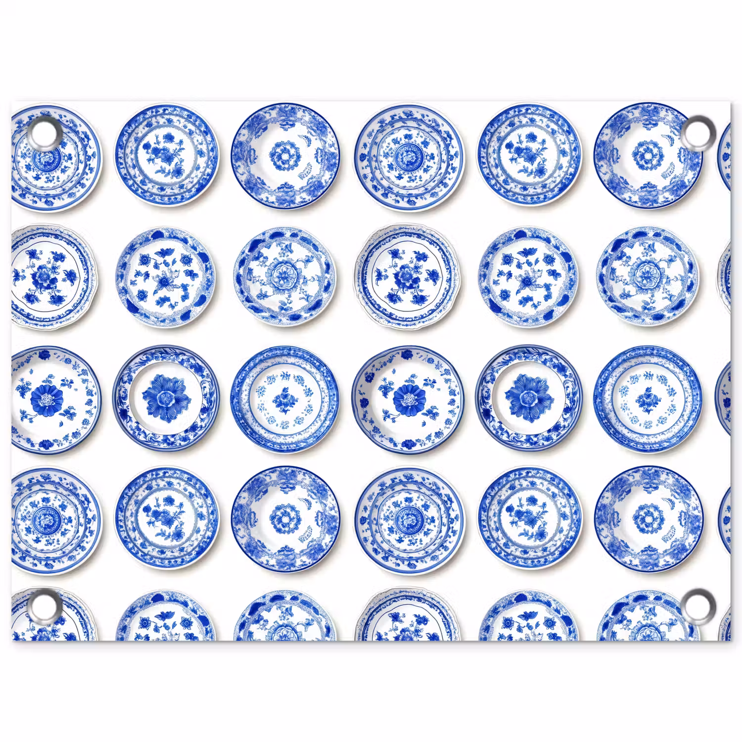 Borden - Bloemen - Patroon - Blauw tuinposter los doek klein 239 -3d