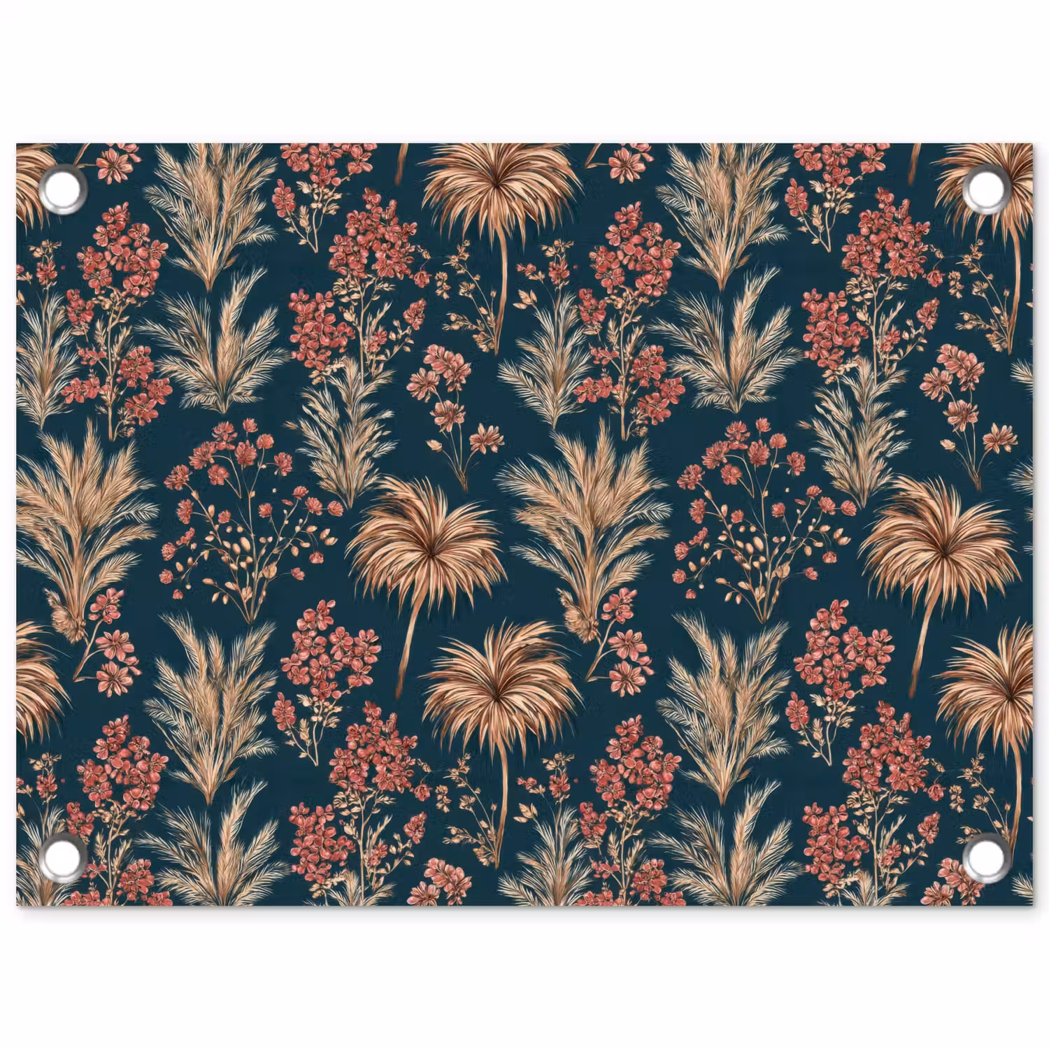 Botanisch - Patroon - Blauw tuinposter los doek klein 239 -3d