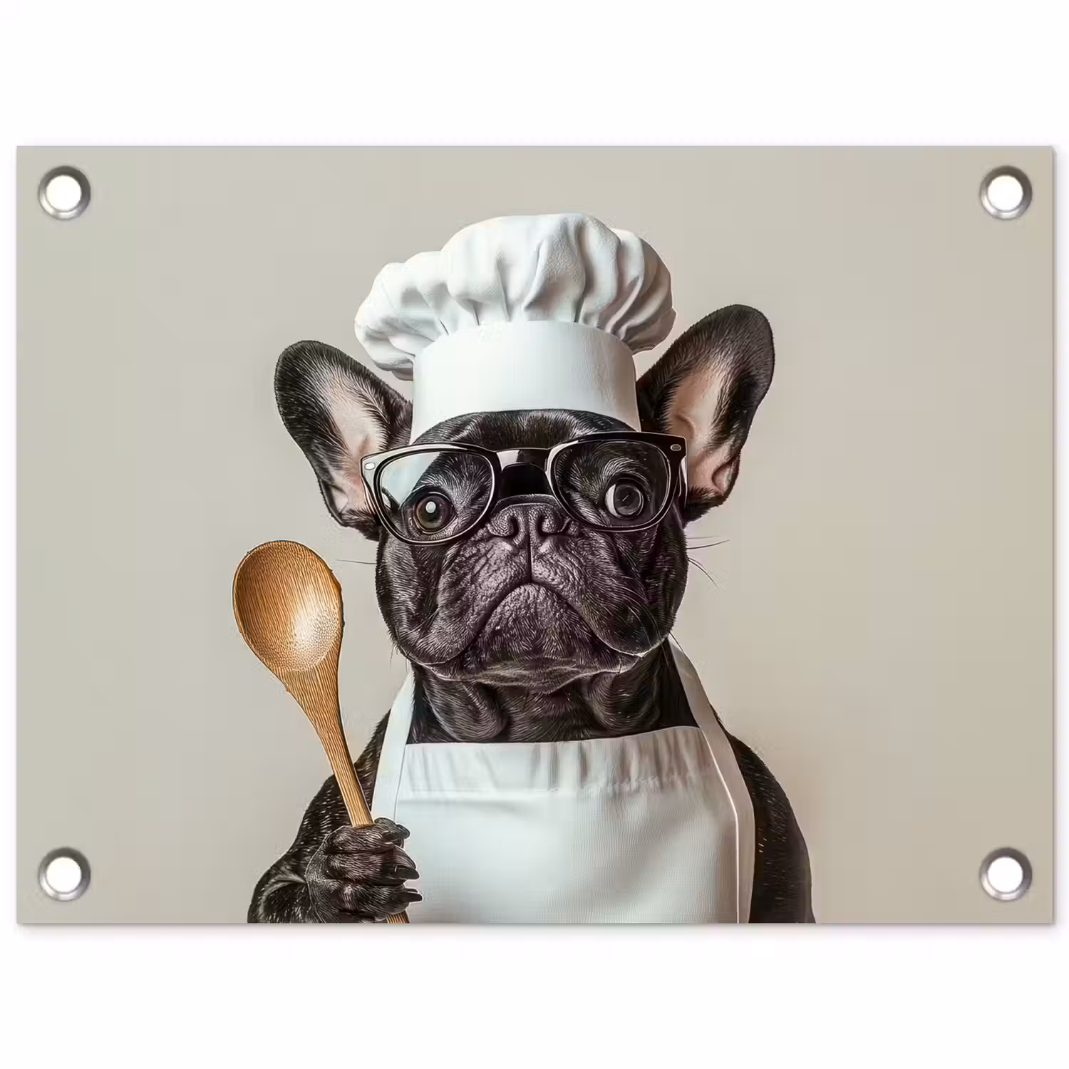 Bril - Hond - Kok tuinposter los doek klein -3d