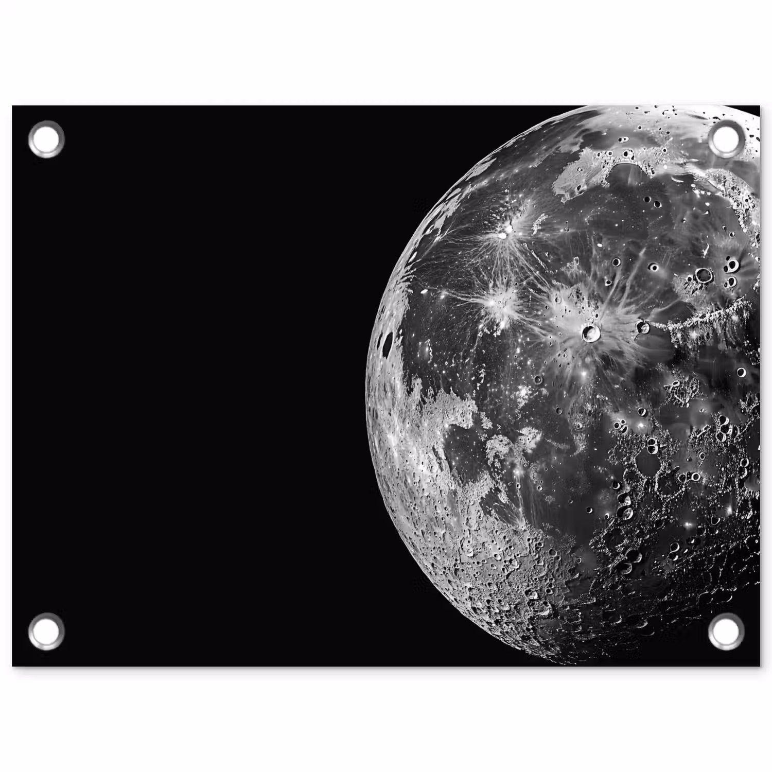 Close-up - Maan - Wit - Textuur tuinposter los doek klein -3d