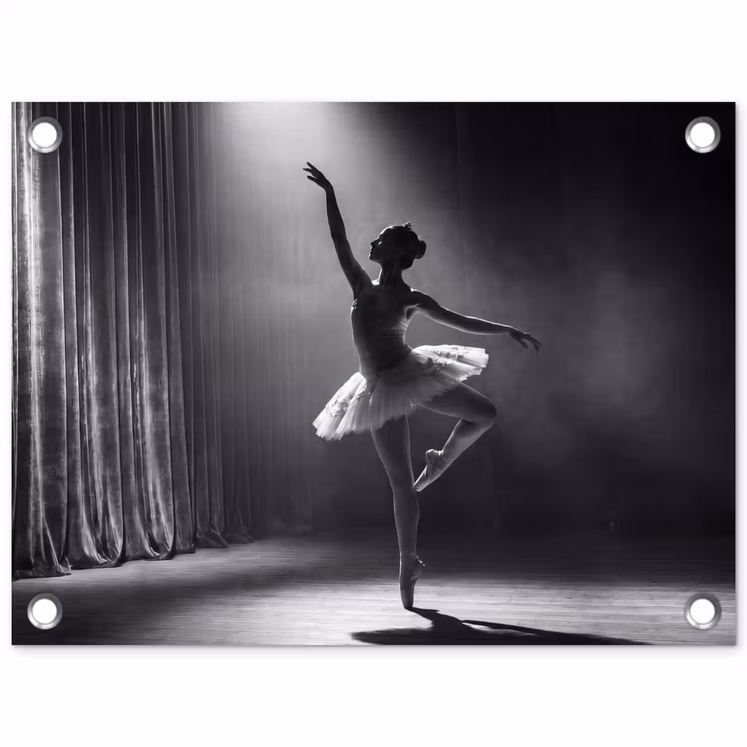 Danser - Podium - Zwart-wit - Kunst - Klassiek tuinposter los doek klein -3d