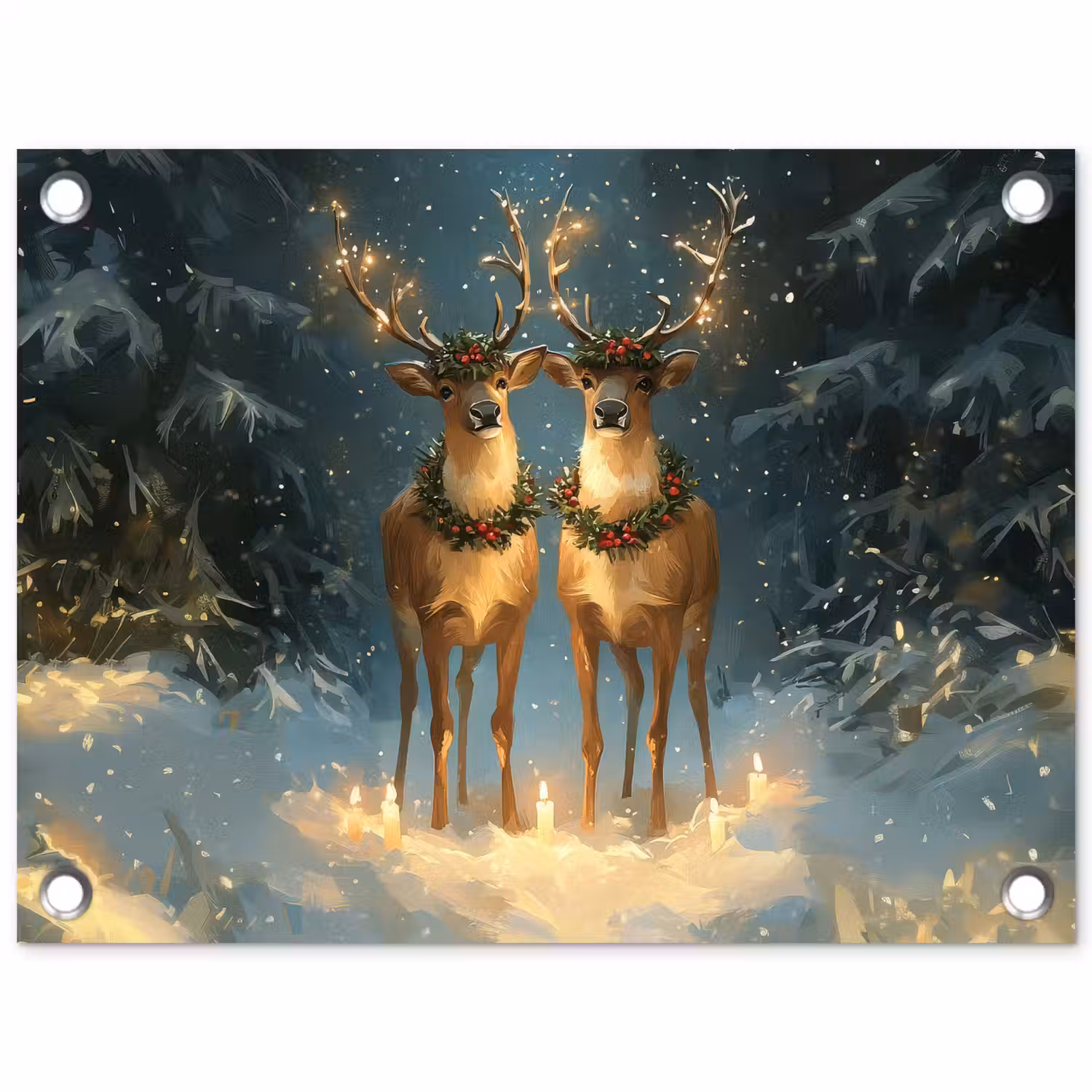 Dennensprookje - Rendier - Nacht tuinposter los doek klein -3d