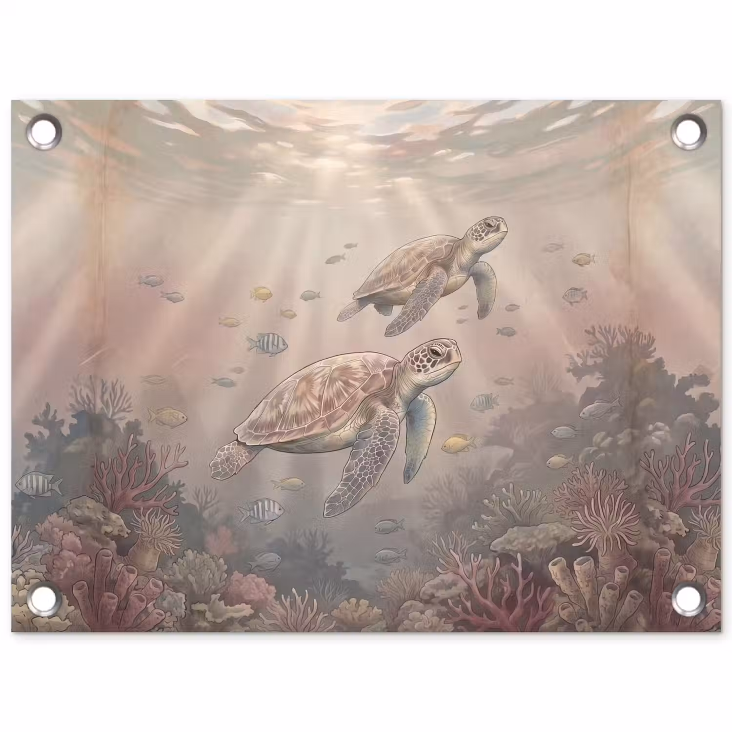 Dier - Onderwater - Oceaan - Illustratie - Zeeleven tuinposter los doek klein -3d