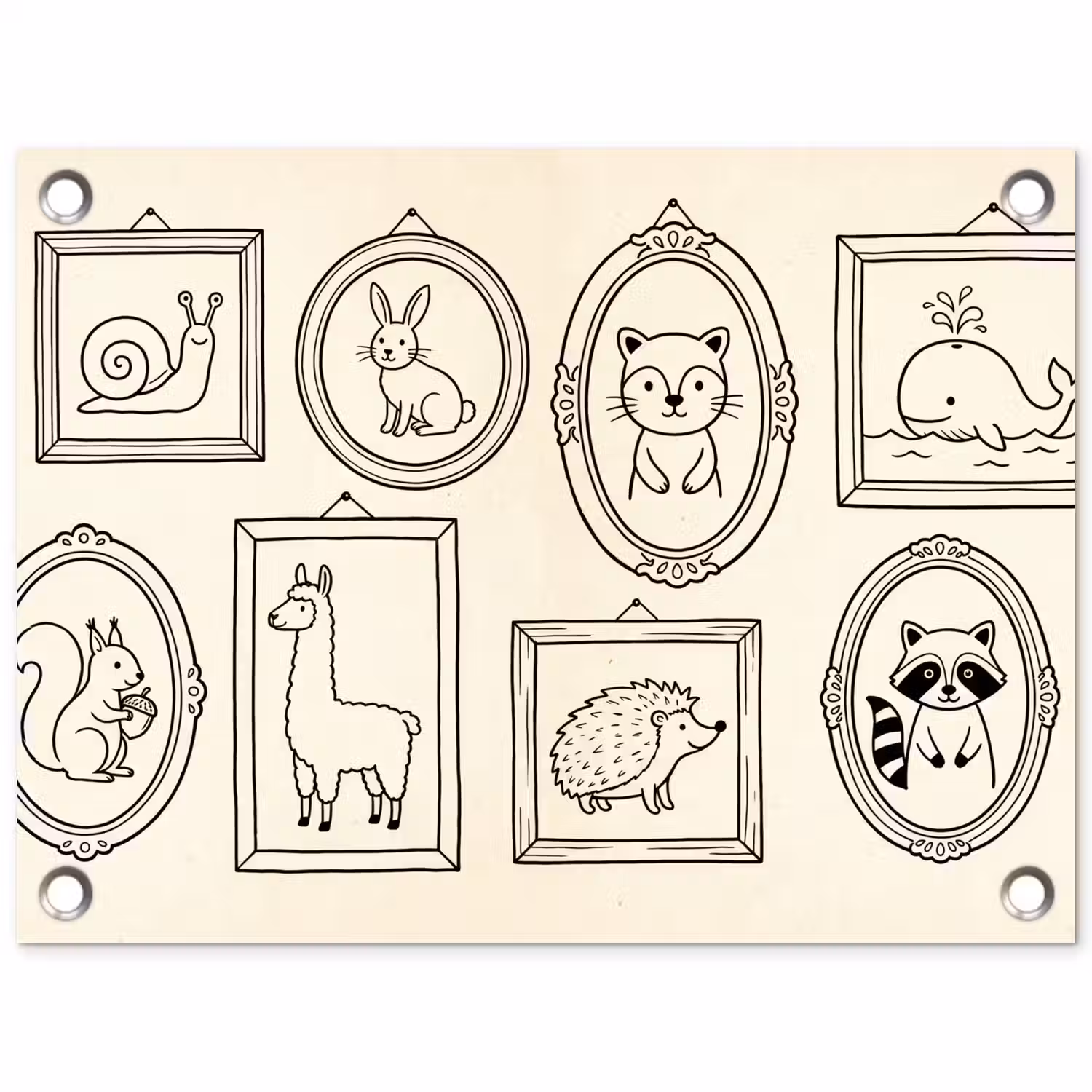 Dieren - Illustratie - Lijsten - Galerij - Speels tuinposter los doek klein -3d