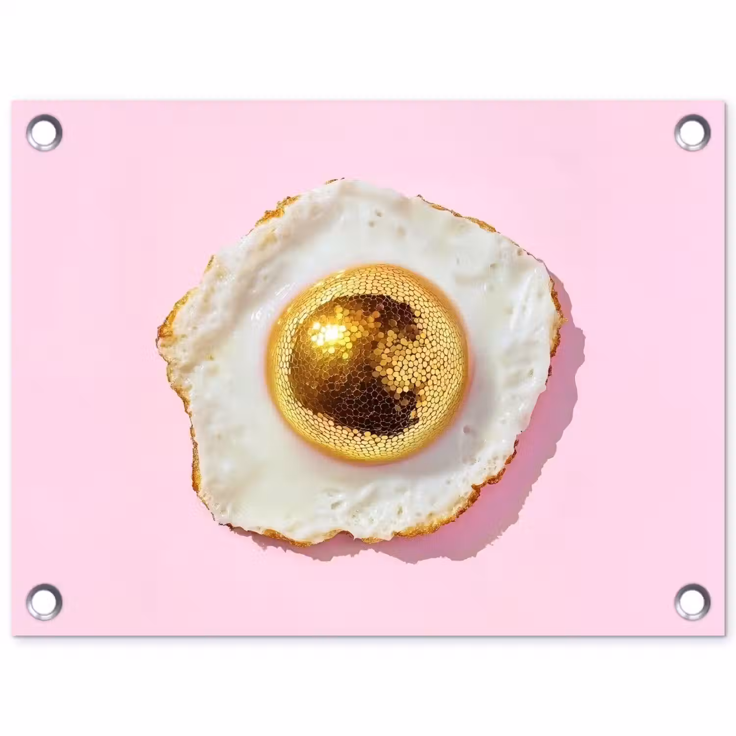 Ei - Disco - Ontbijt - Glitter tuinposter los doek klein -3d