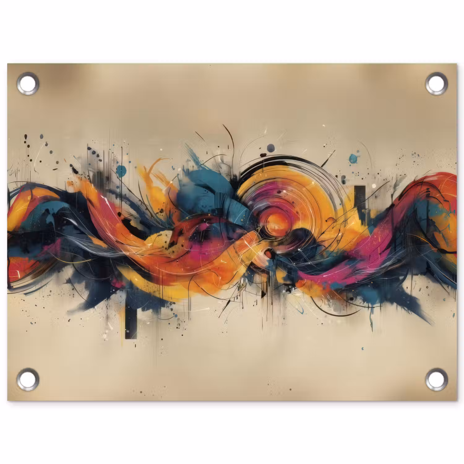 Explosie - Kleurrijk - Vormen - Abstract tuinposter los doek klein -3d