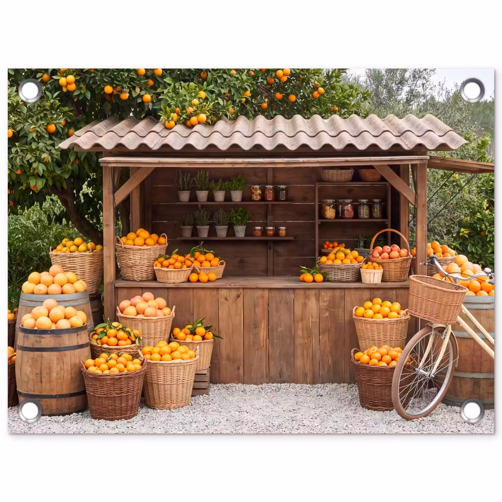 Tuinposter - Fruit - Markt - Landelijk - Fruit - Markt - Landelijk tuinposter los doek klein