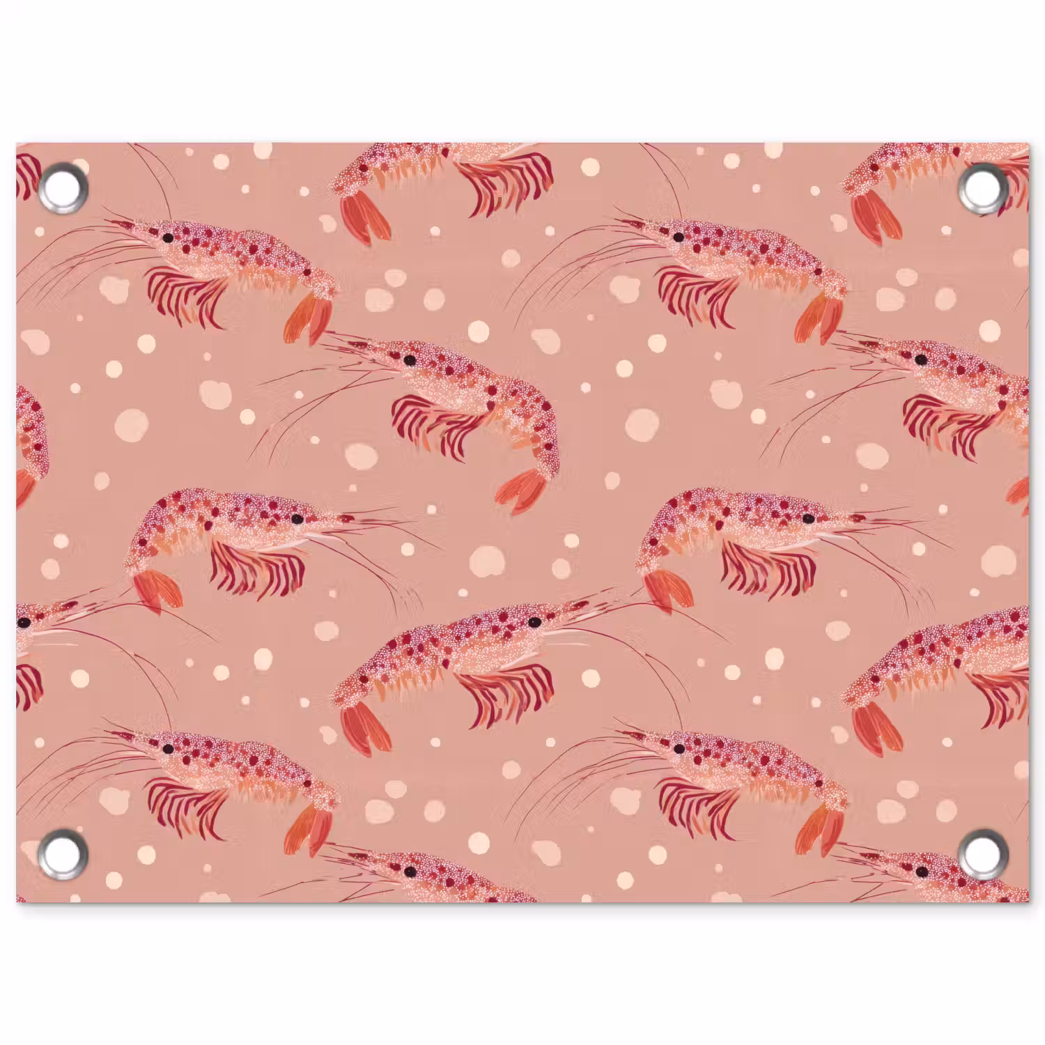 Garnalen - Stippen - Roze tuinposter los doek klein 239 -3d