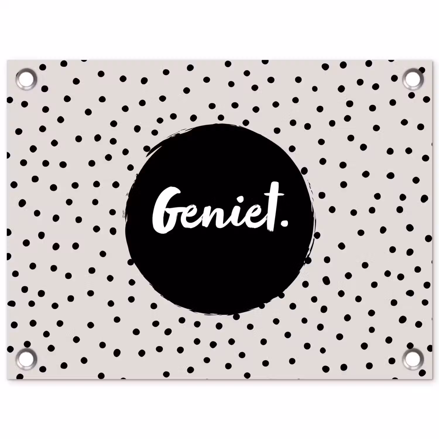 Geniet - Quotes - Tekst - Stippen tuinposter los doek klein -3d