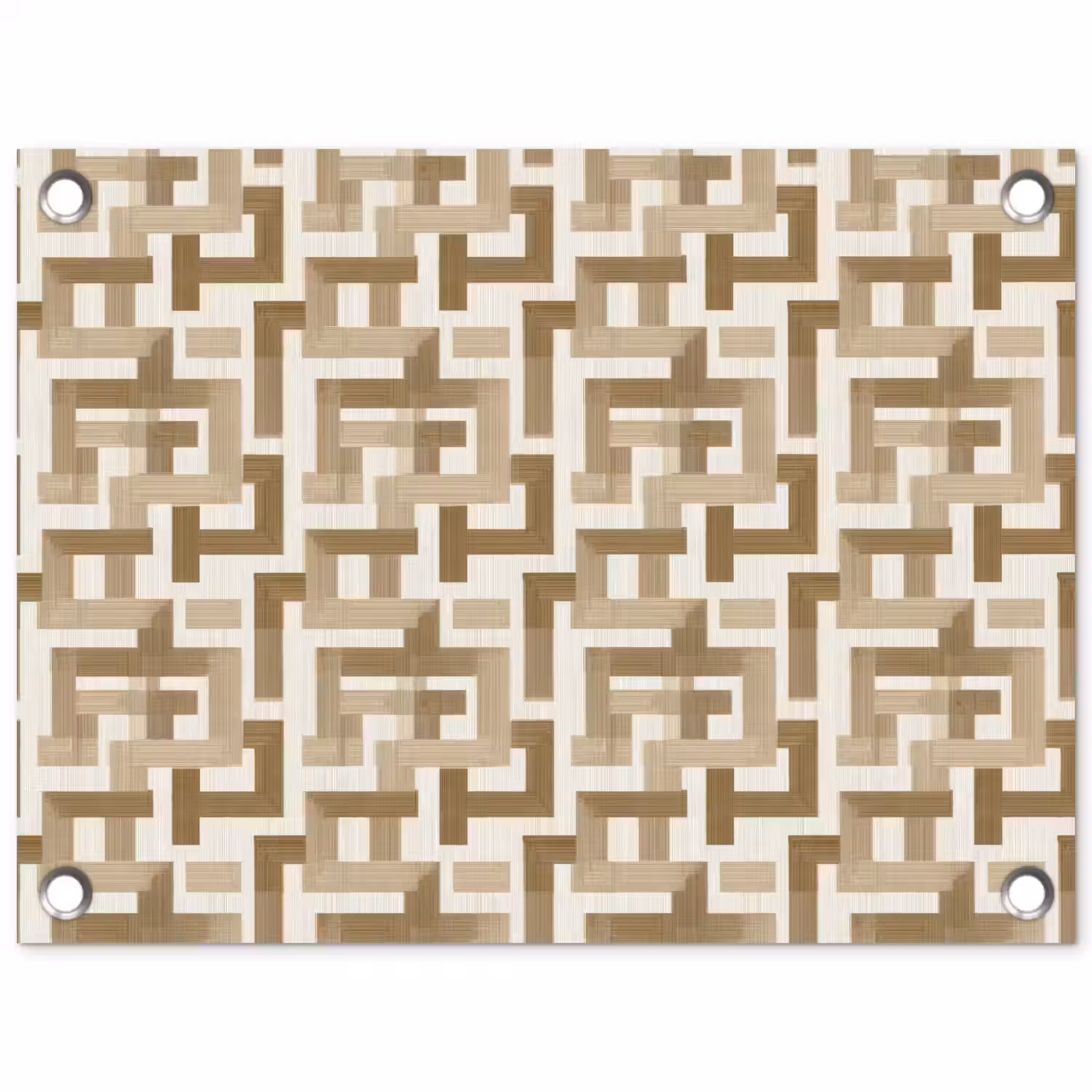 Geometrisch - Retro - Bruin tuinposter los doek klein 239 -3d