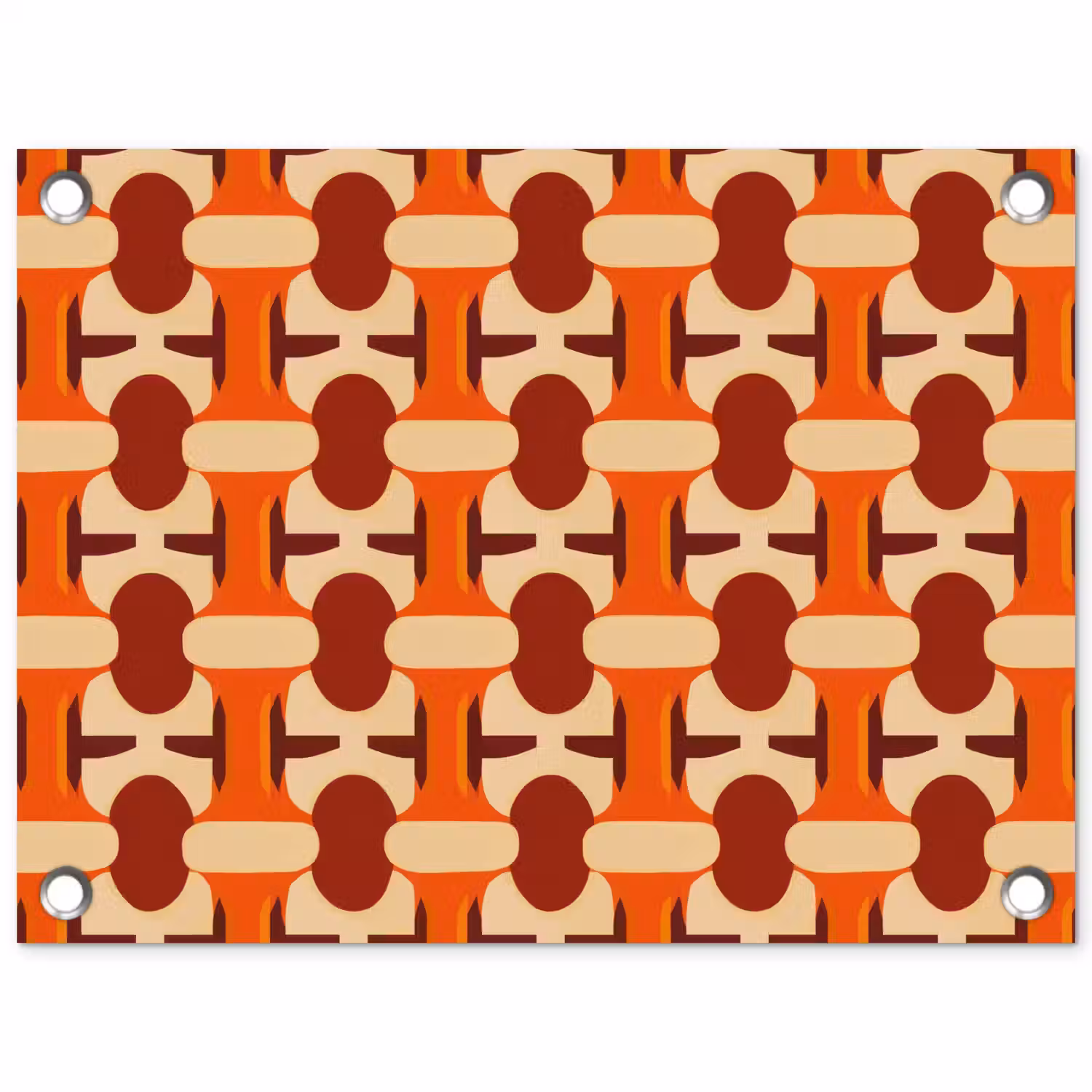 Geometrisch - Retro - Oranje tuinposter los doek klein 239 -3d