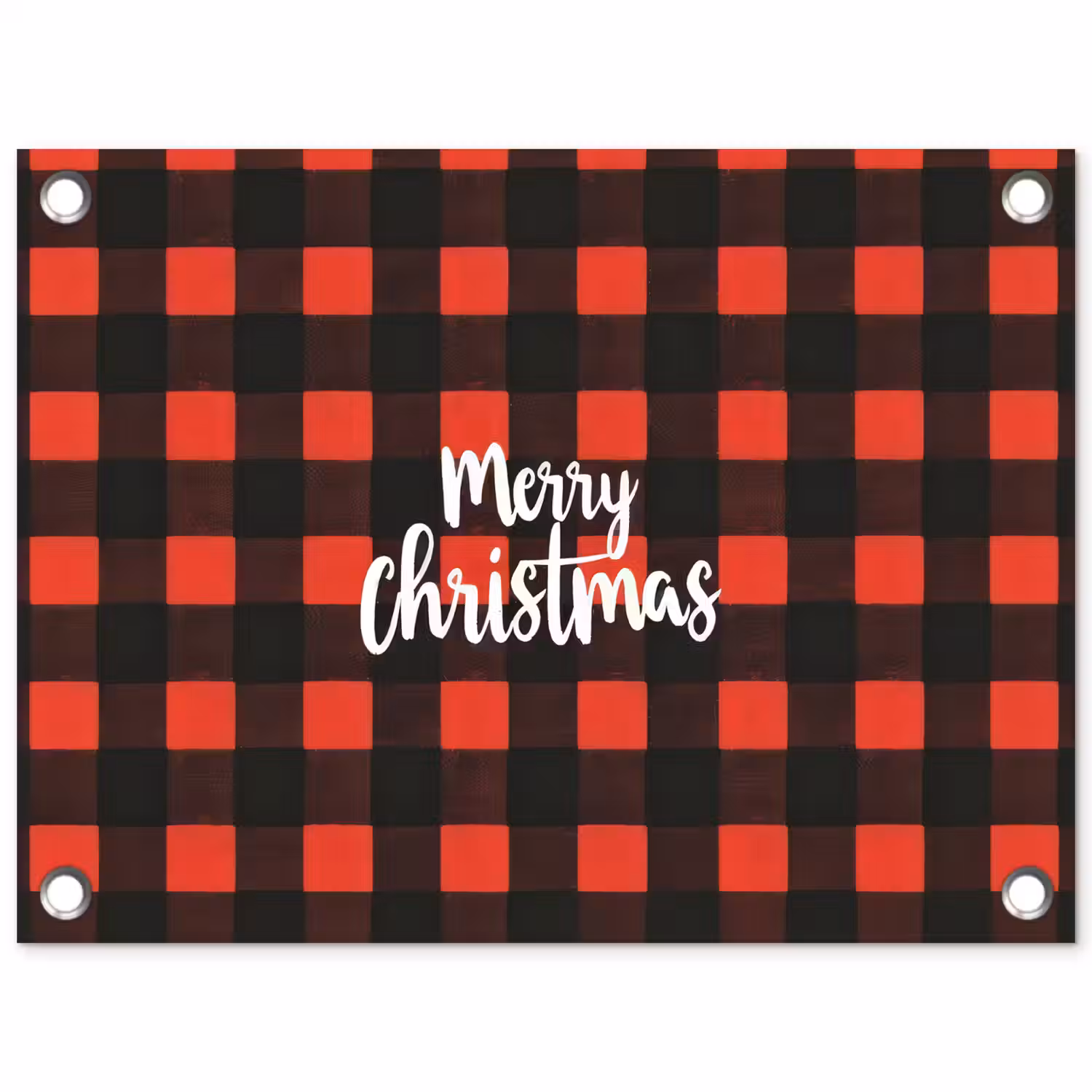 Geruit - Rood - Tekst - Christmas tuinposter los doek klein -3d