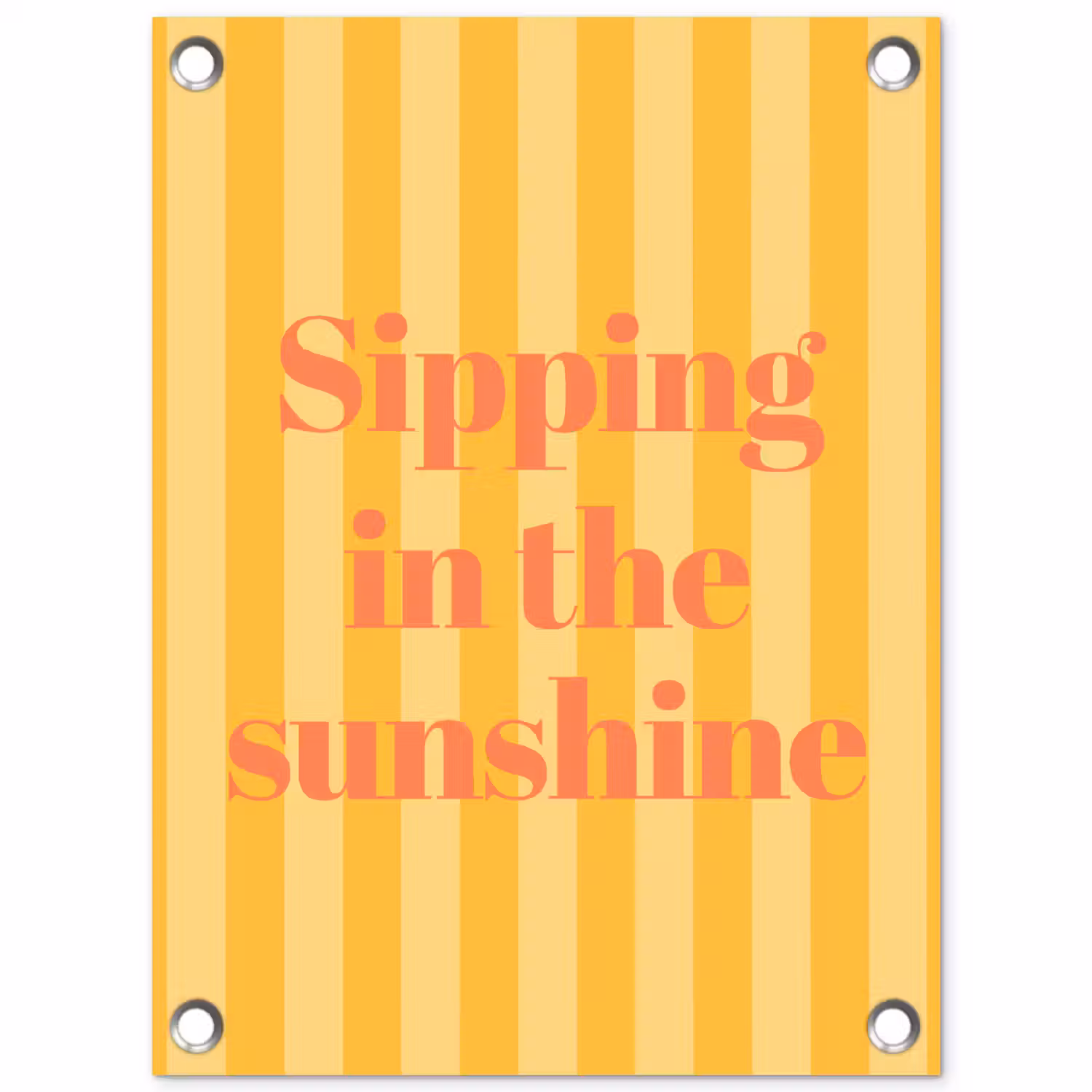Gestreept - Geel - Sunshine - Letters tuinposter los doek klein -3d