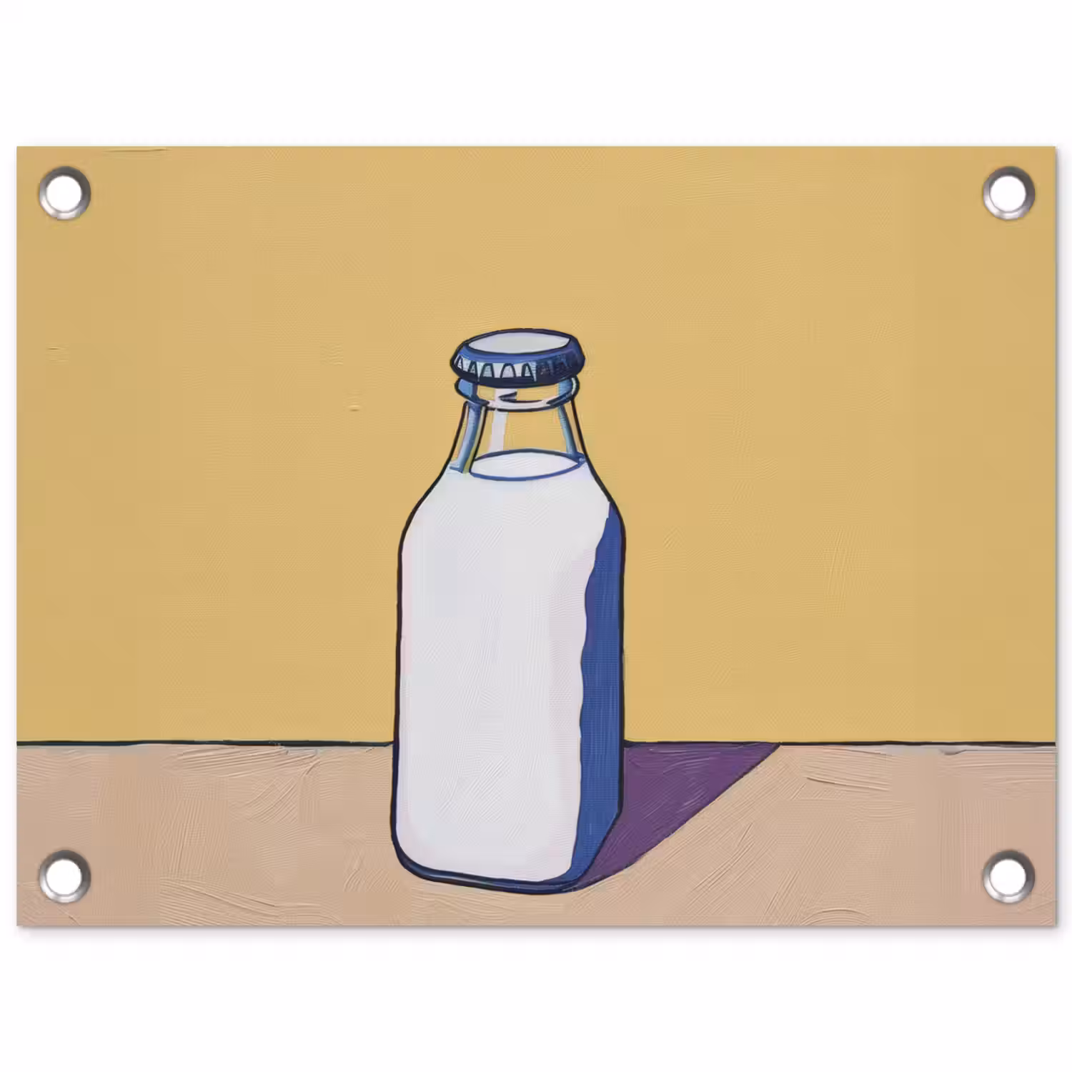 Glazen - Fles - Illustratie - Melk tuinposter los doek klein -3d
