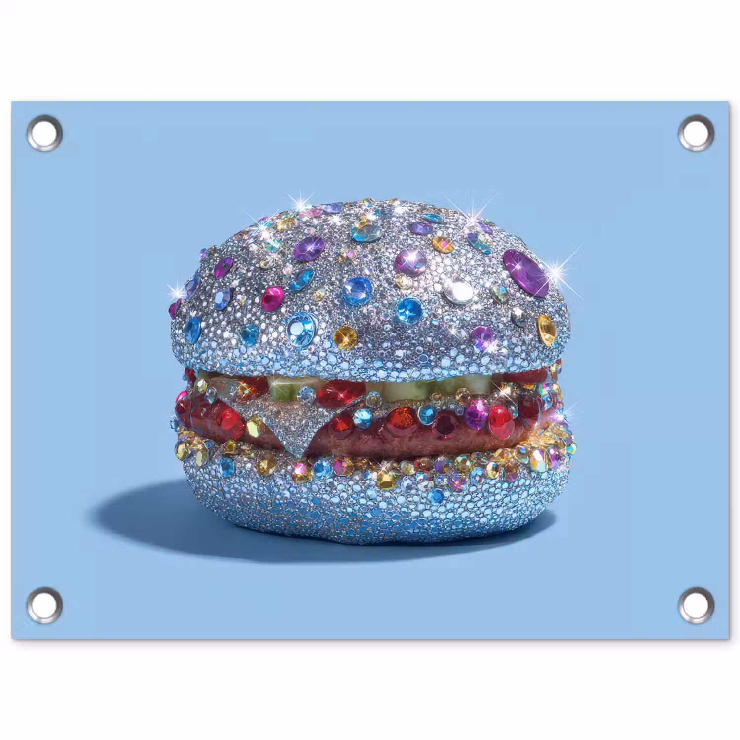 Glitters - Hamburger - Blauw tuinposter los doek klein -3d