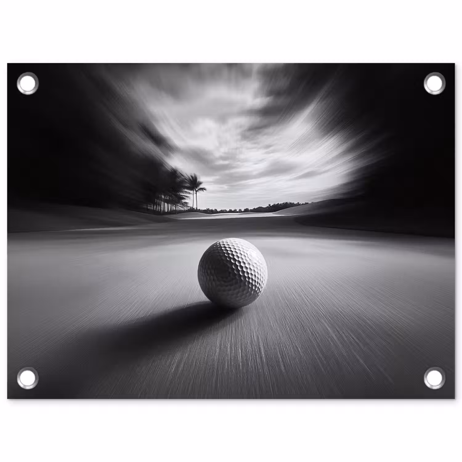 Golfbal - Wazig - Zwart tuinposter los doek klein -3d