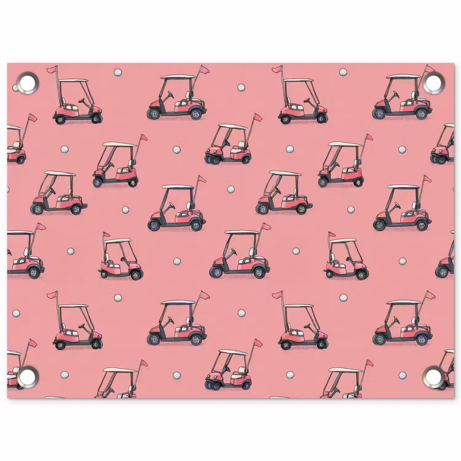 Golfkar - Retro - Roze tuinposter los doek klein 239 -3d