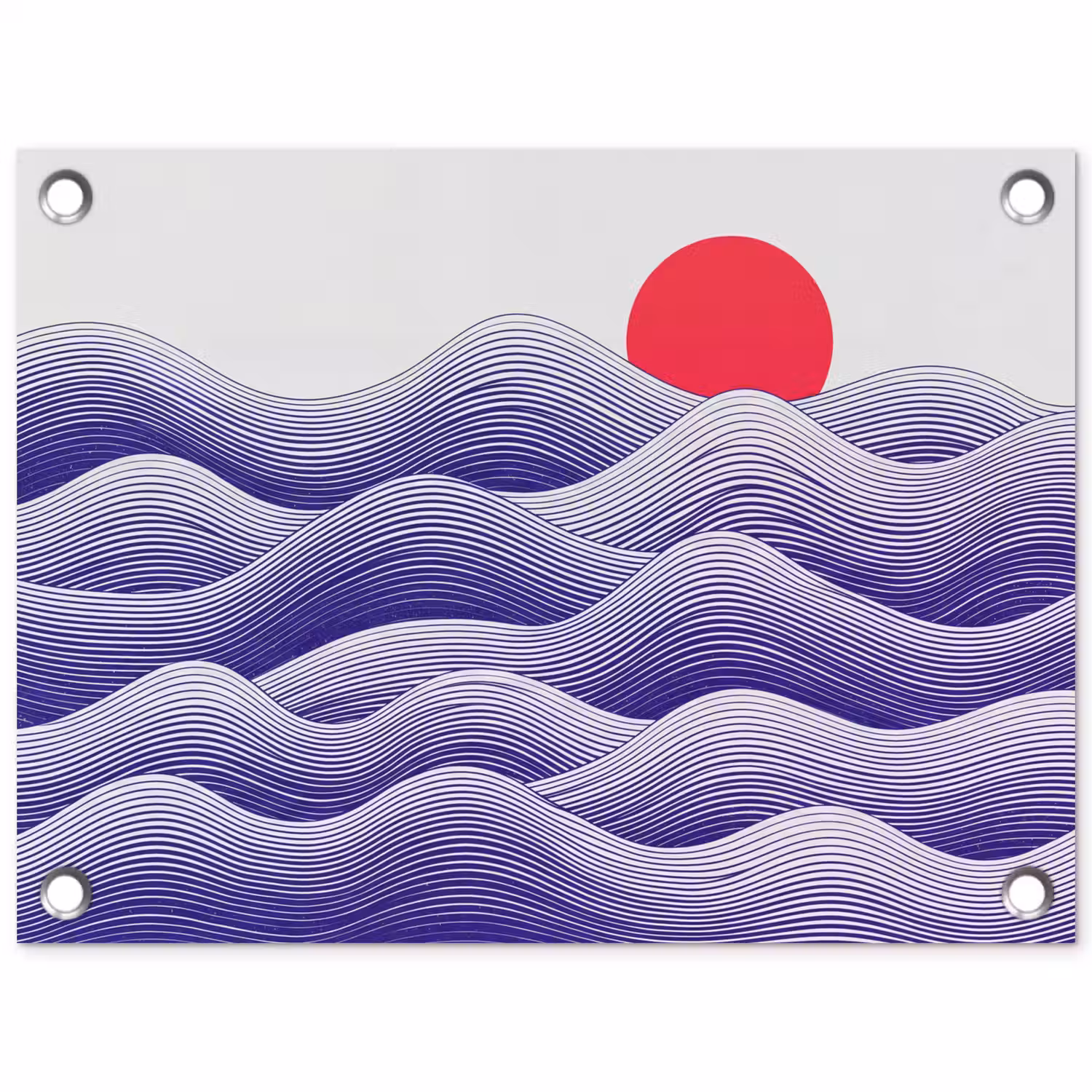 Golven - Zon - Natuur - Abstract - Rood tuinposter los doek klein -3d