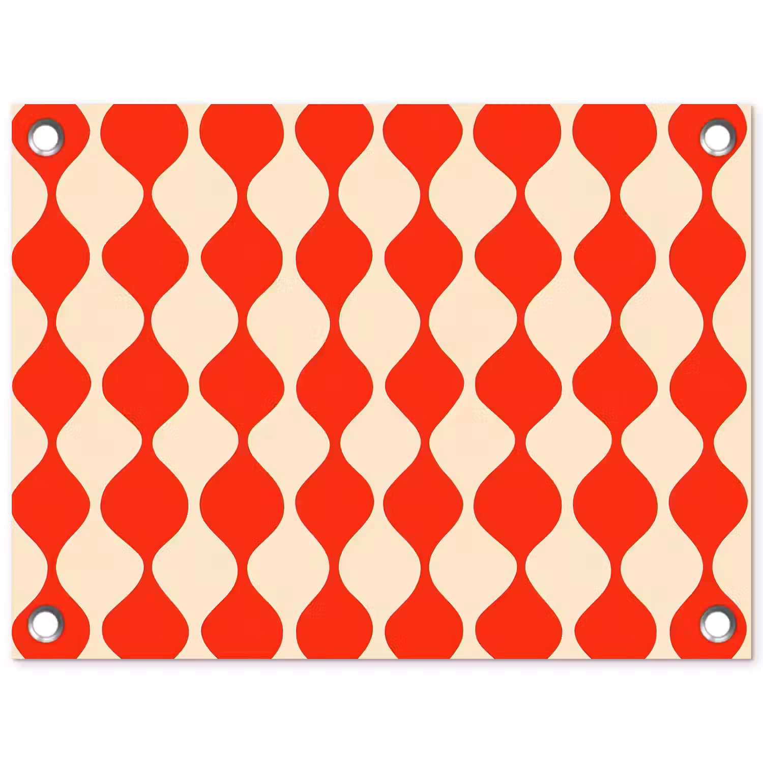 Golvend patroon - Retro - Rood - Beige tuinposter los doek klein 239 -3d