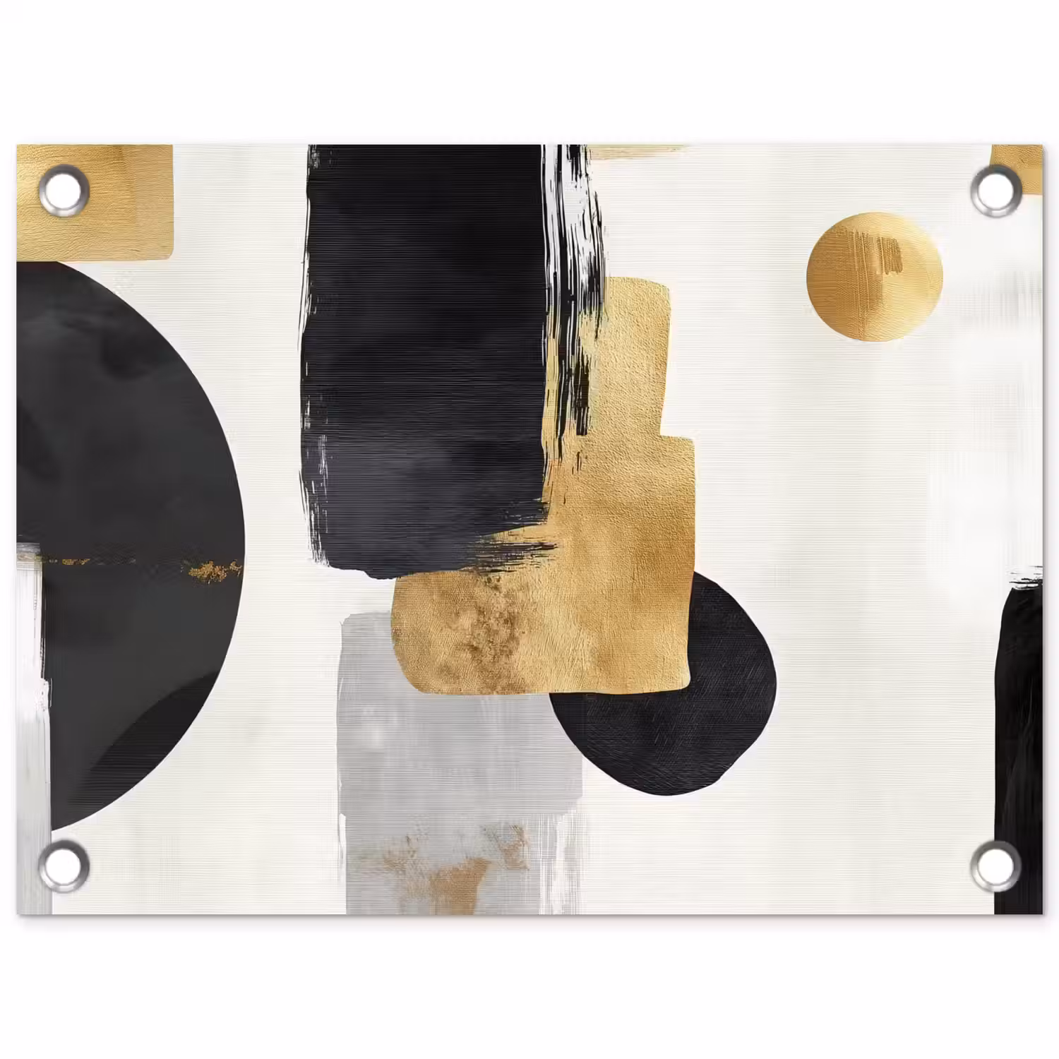 Goud - Rechthoeken - Cirkels - Abstract tuinposter los doek klein -3d