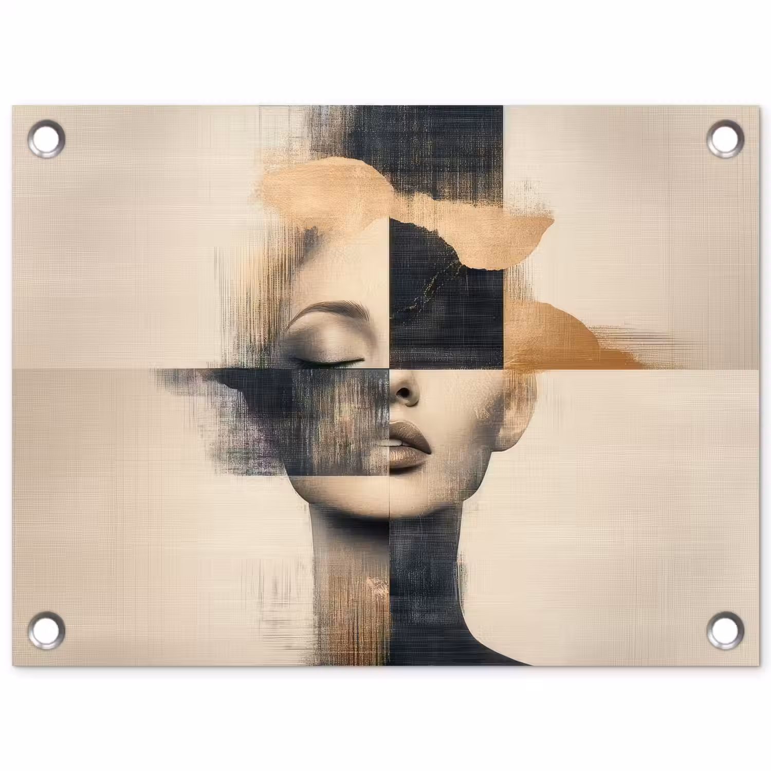 Goud - Vrouw - Rechthoeken tuinposter los doek klein -3d