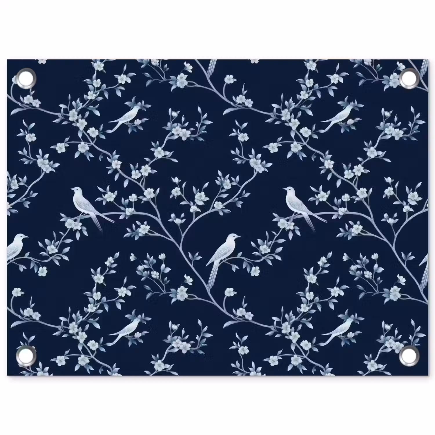 Grafisch - Bloesemtak - Blauw tuinposter los doek klein 239 -3d