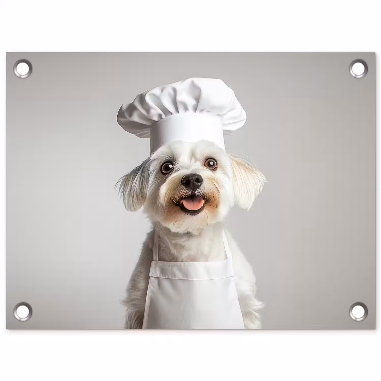 Hond - Wit - Kok tuinposter los doek klein -3d