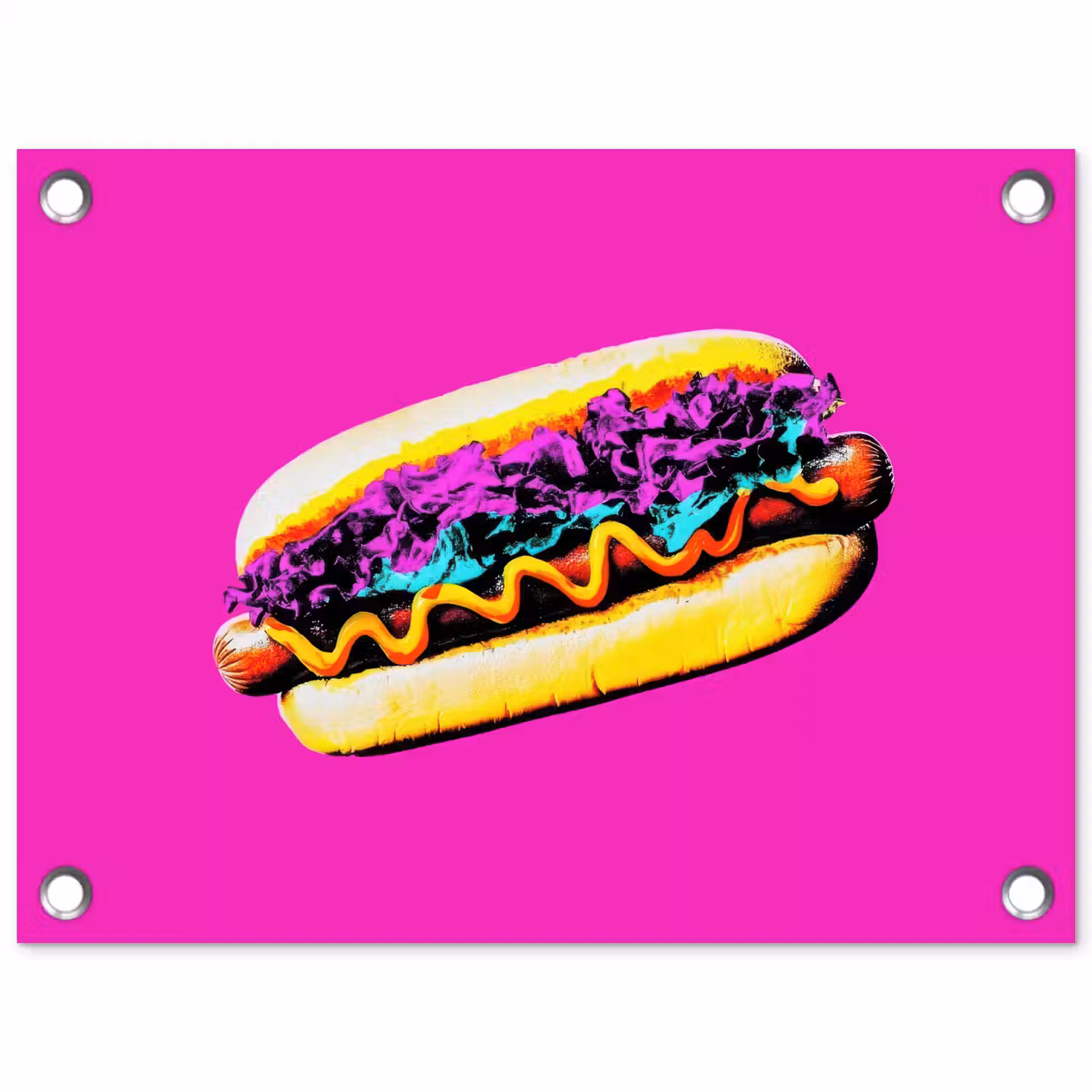 Hotdog - Roze - Retro tuinposter los doek klein -3d