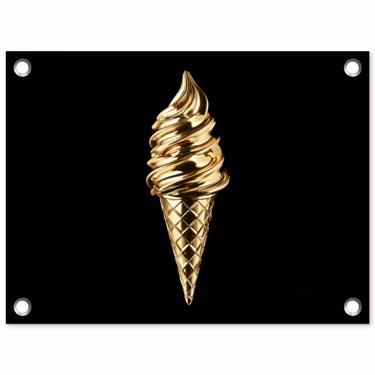 Ijs - Goud - Zwart - Eten tuinposter los doek klein -3d