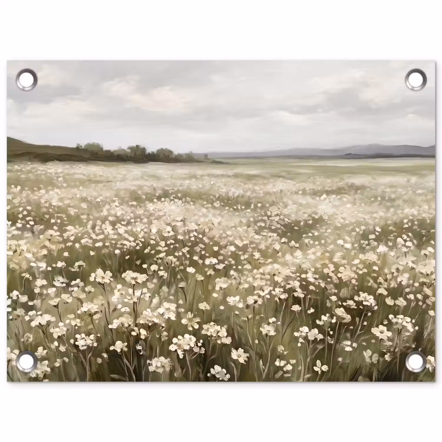 Illustratie - Landschap - Wit tuinposter los doek klein -3d
