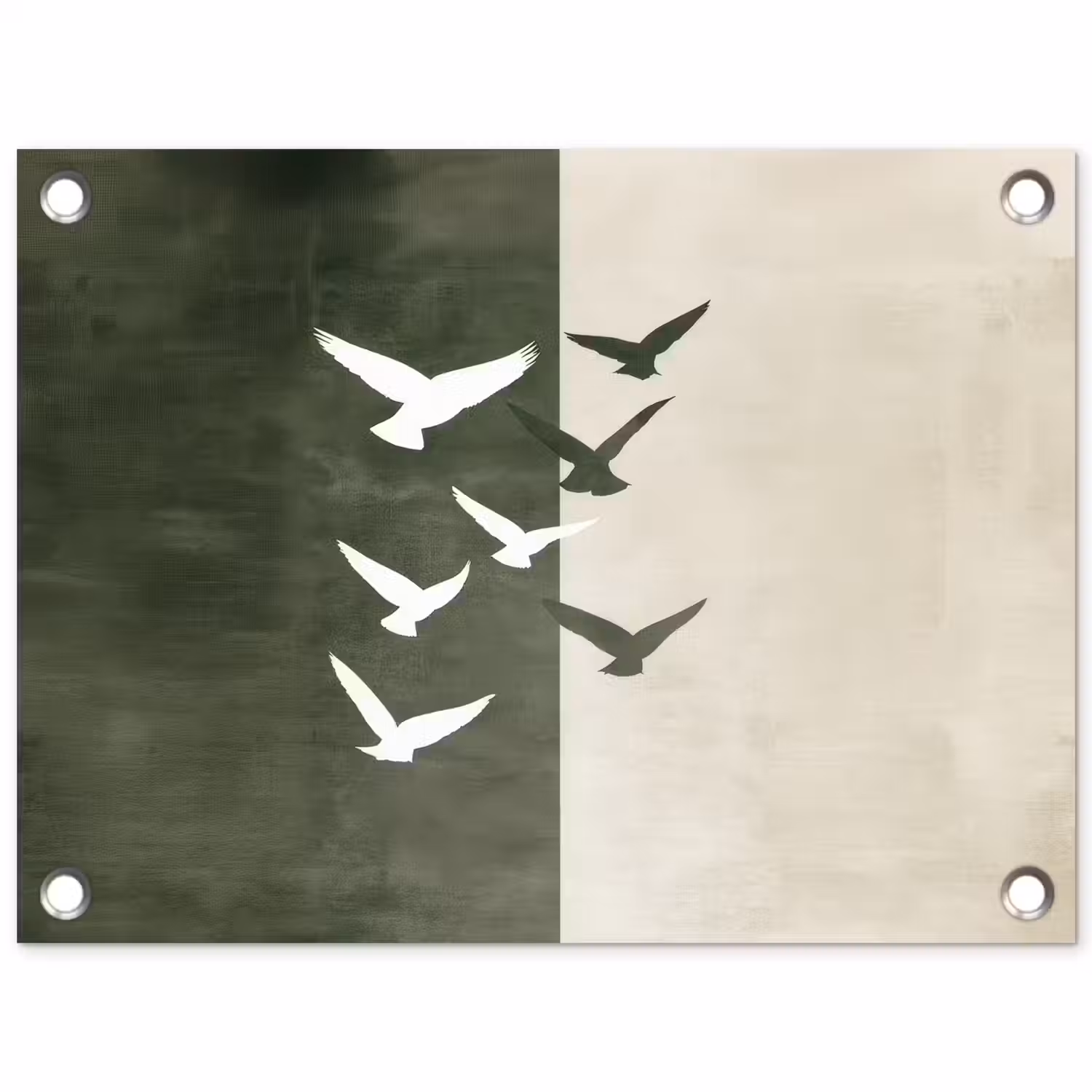 Japandi - Vogel - Groen tuinposter los doek klein -3d