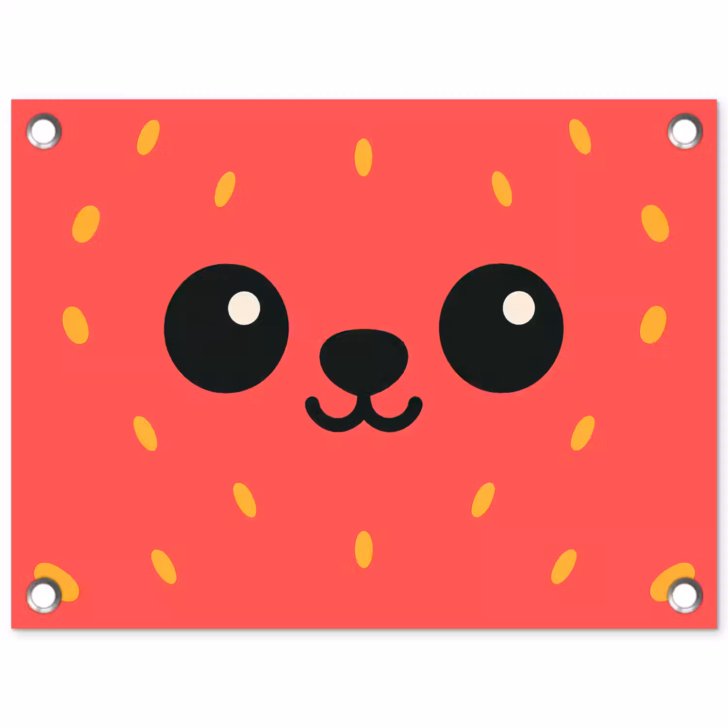 Kat - Aardbei - Cartoon tuinposter los doek klein -3d