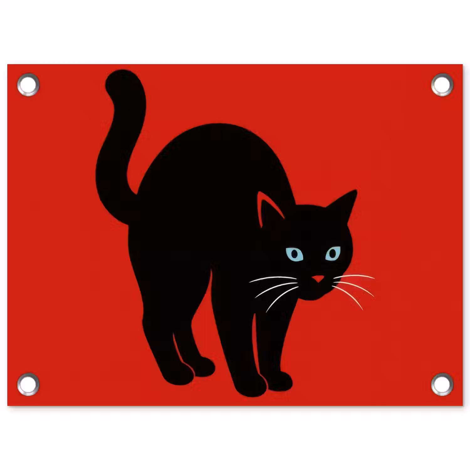 Kat - Zwart - Staart tuinposter los doek klein -3d
