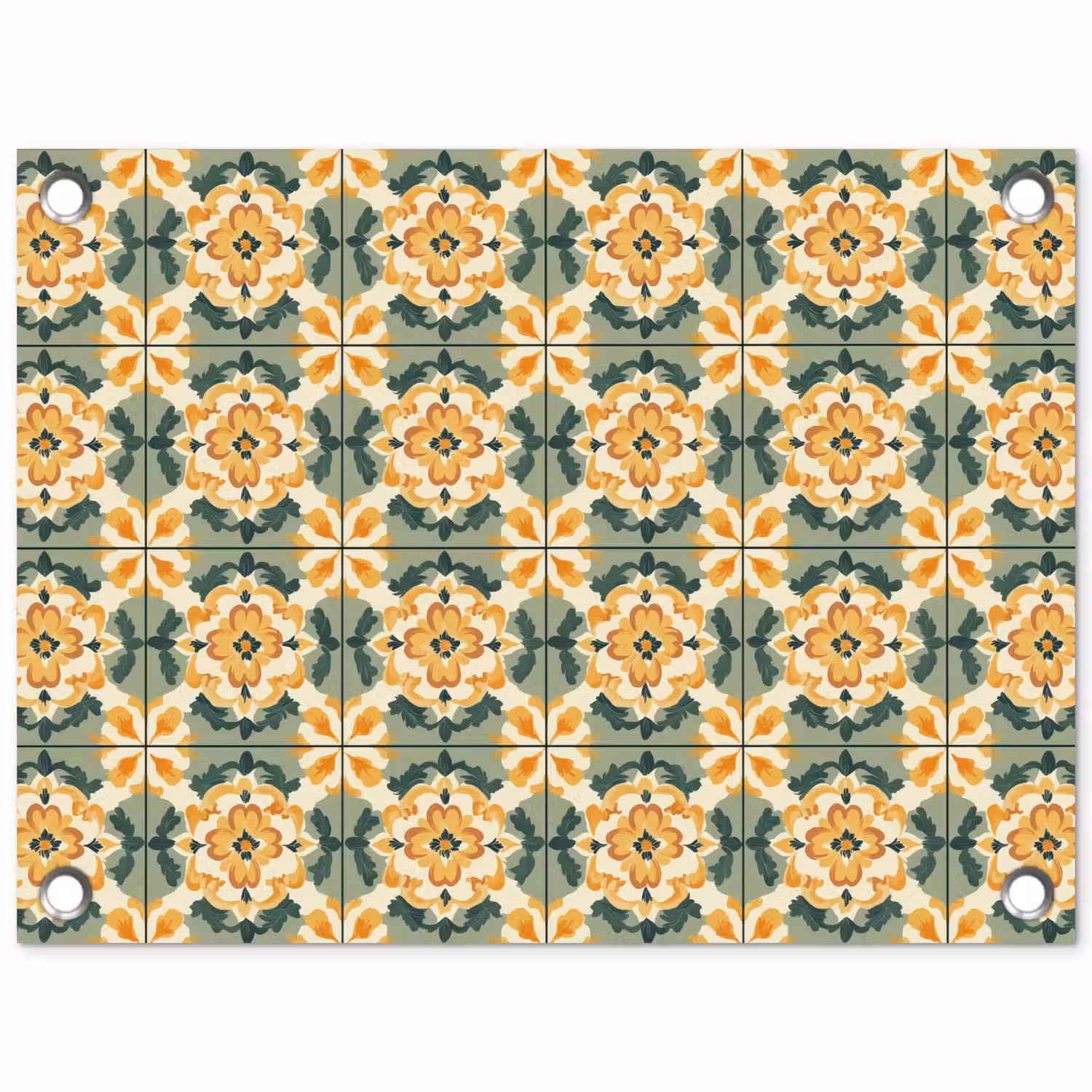 Keramiek - Verweerd - Kleurrijk tuinposter los doek klein 239 -3d