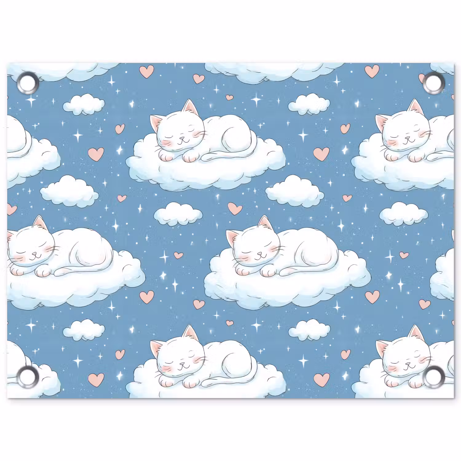 Kitten - Wolken - Blauw tuinposter los doek klein 239 -3d