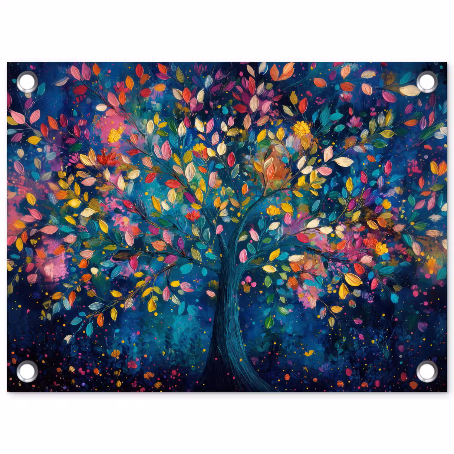 Kleurrijk - Boom - Magisch - Abstract tuinposter los doek klein -3d