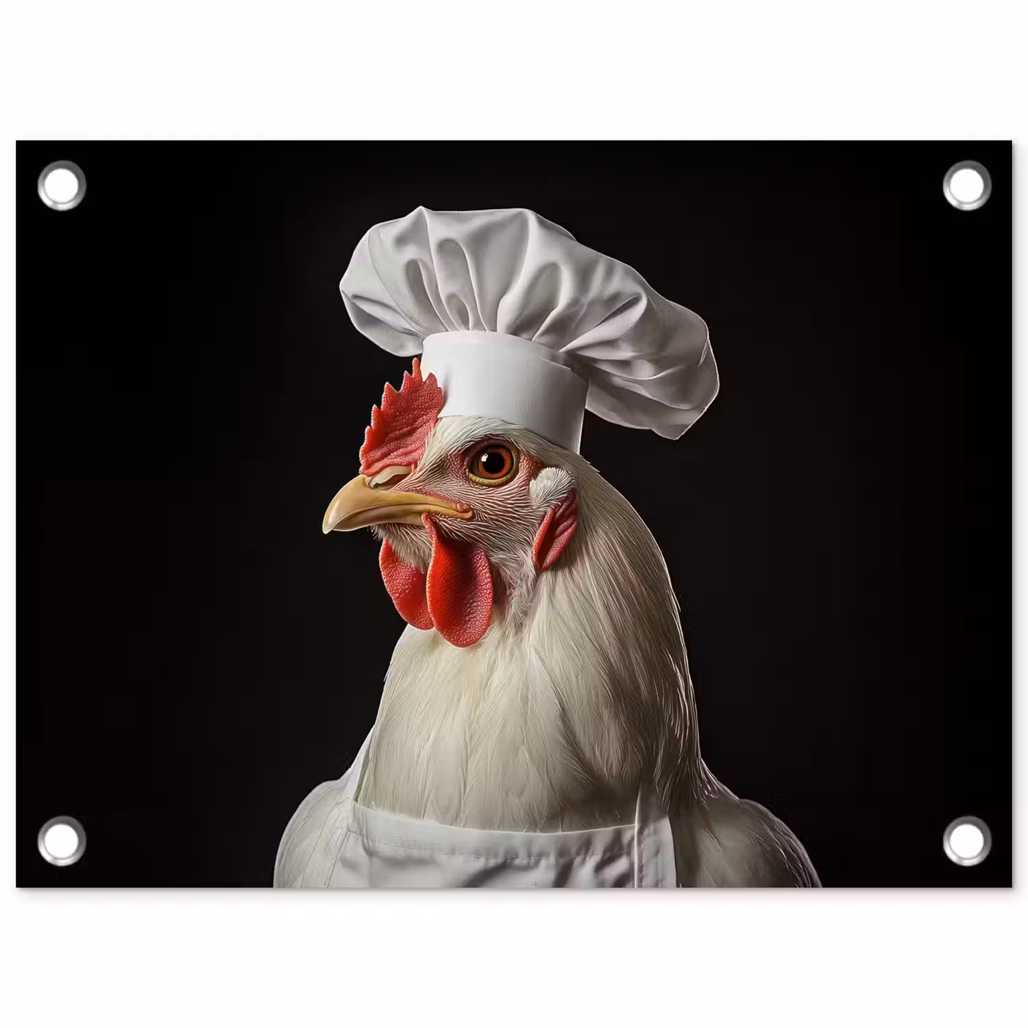 Kok - Rood - Kip tuinposter los doek klein -3d